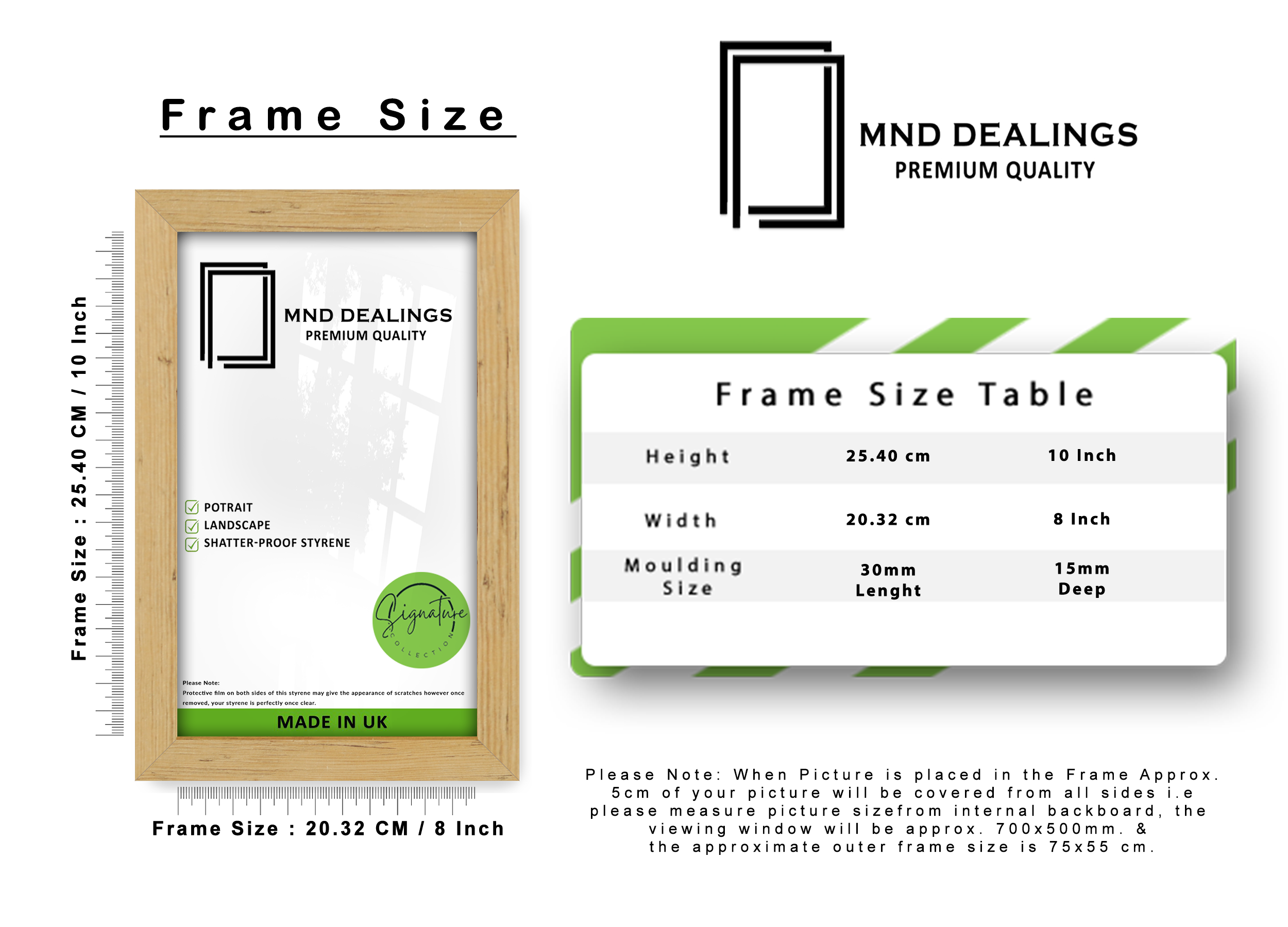 10 x 8 Inch / ( 25.40 x 20.32 CM ) Frames - MDF