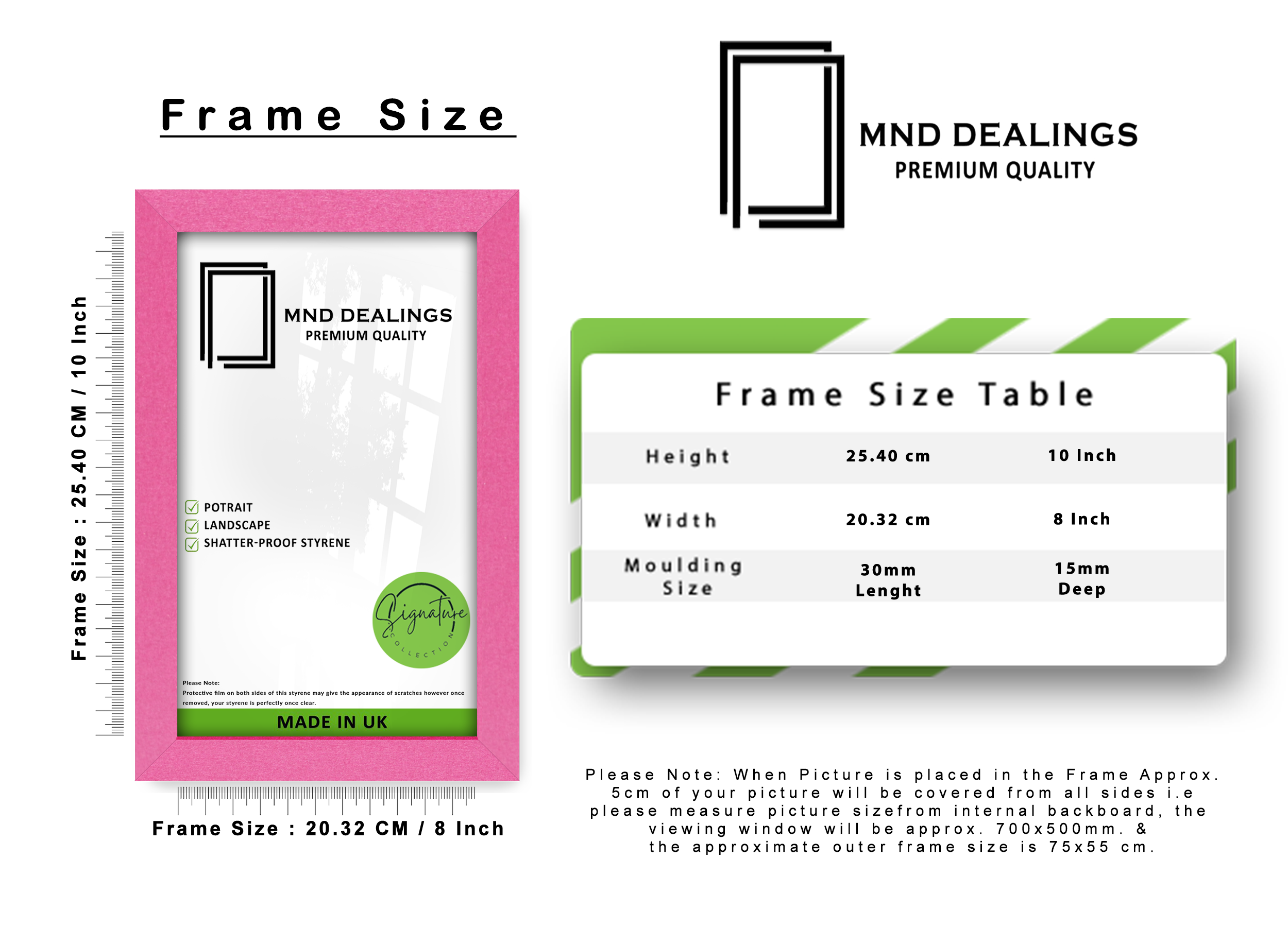 10 x 8 Inch / ( 25.40 x 20.32 CM ) Frames - MDF