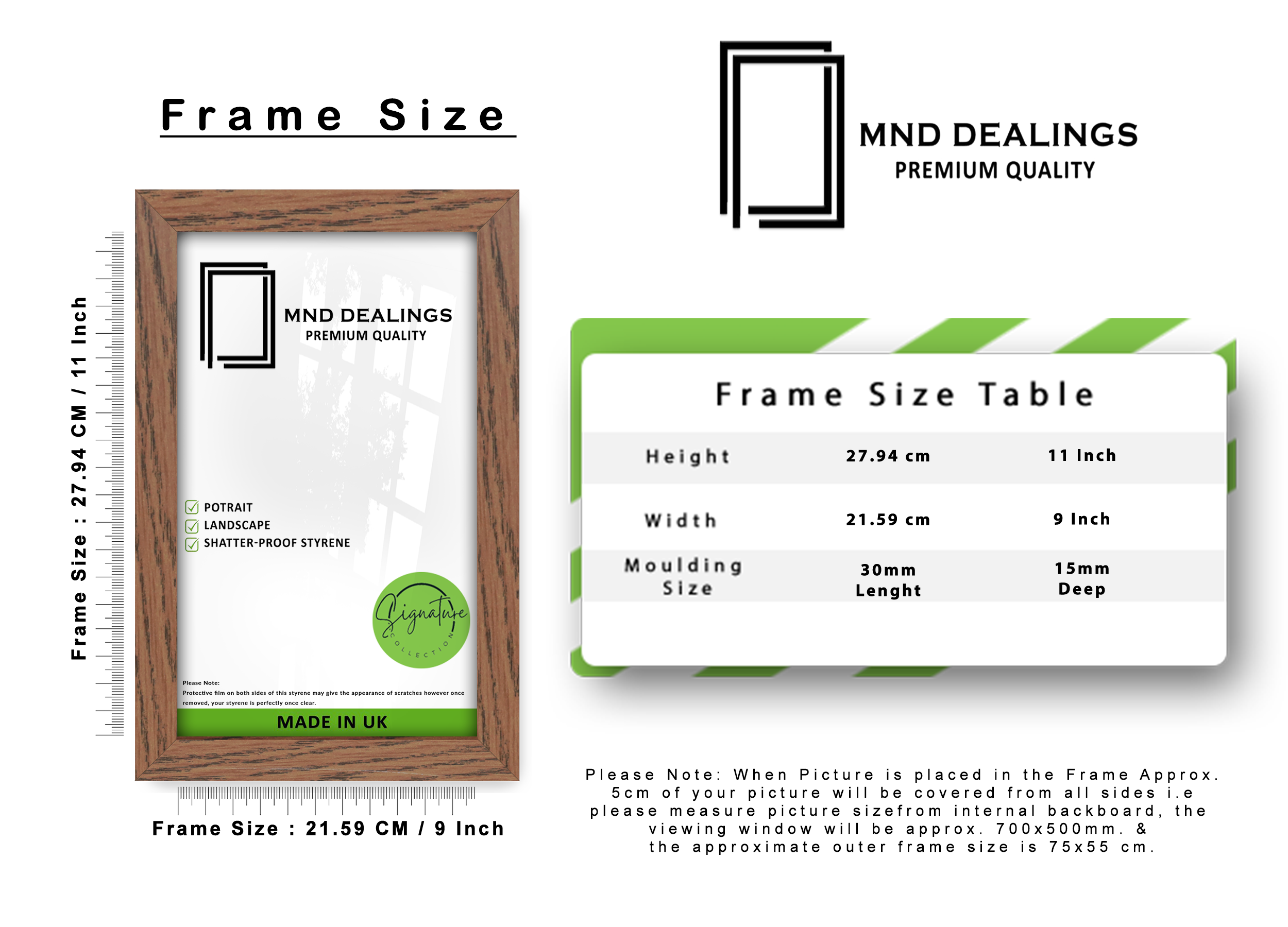11 x 9 Inch / ( 27.94 x 22.86 CM ) Poster Frames - MDF