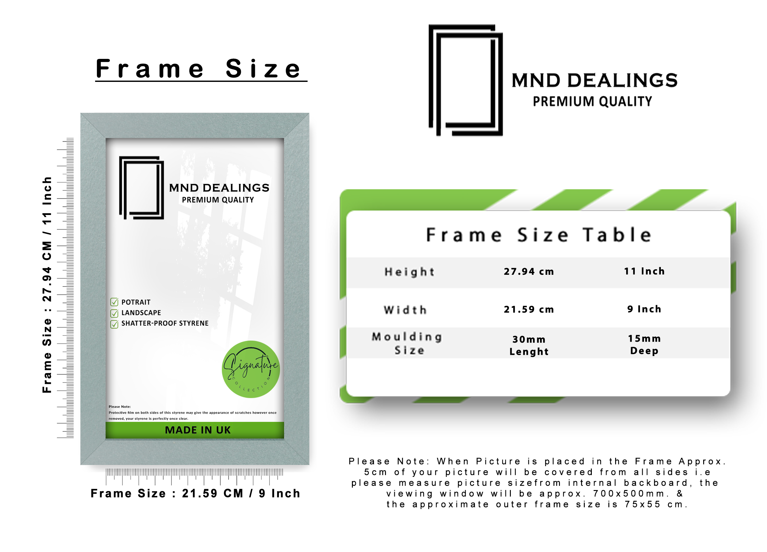 11 x 9 Inch / ( 27.94 x 22.86 CM ) Poster Frames - MDF