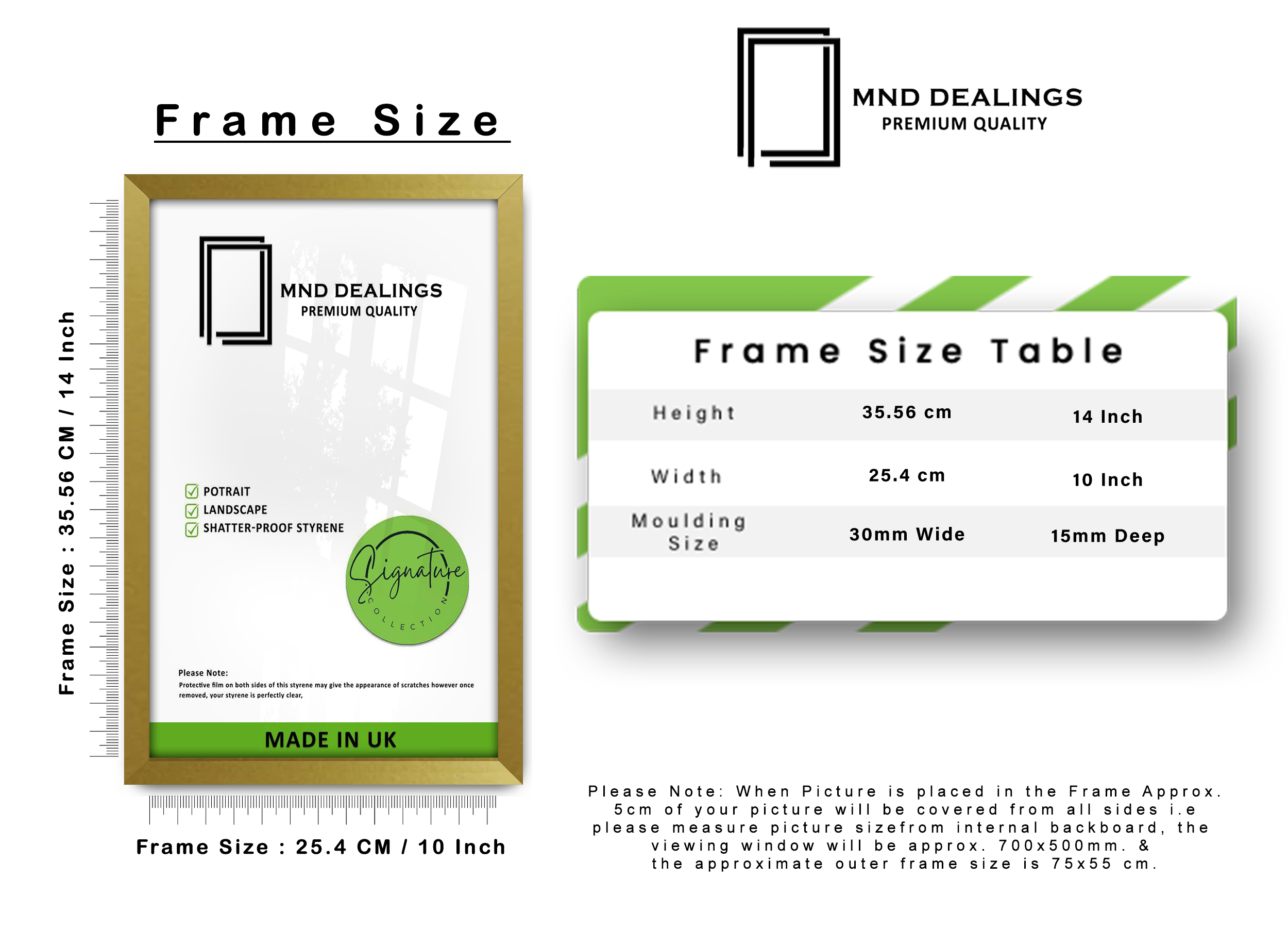 14 x 10 Inch / ( 35.56 x 25.40 CM ) Frames - MDF