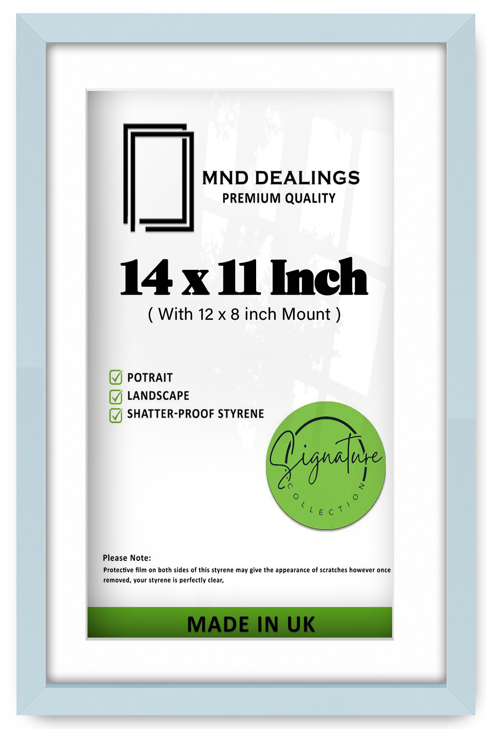 14 x 11 Inch / (35.56 x 27.94 cm ) with 30.48 x 20.32 cm White Mount Frames - MDF