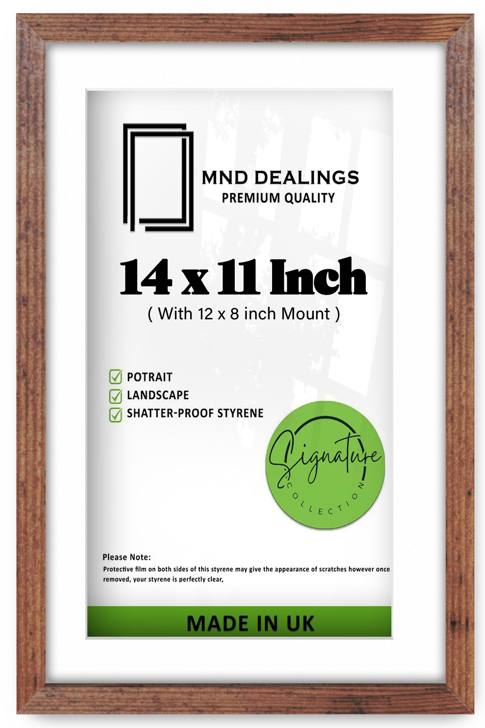 14 x 11 Inch / (35.56 x 27.94 cm ) with 30.48 x 20.32 cm White Mount Frames - MDF