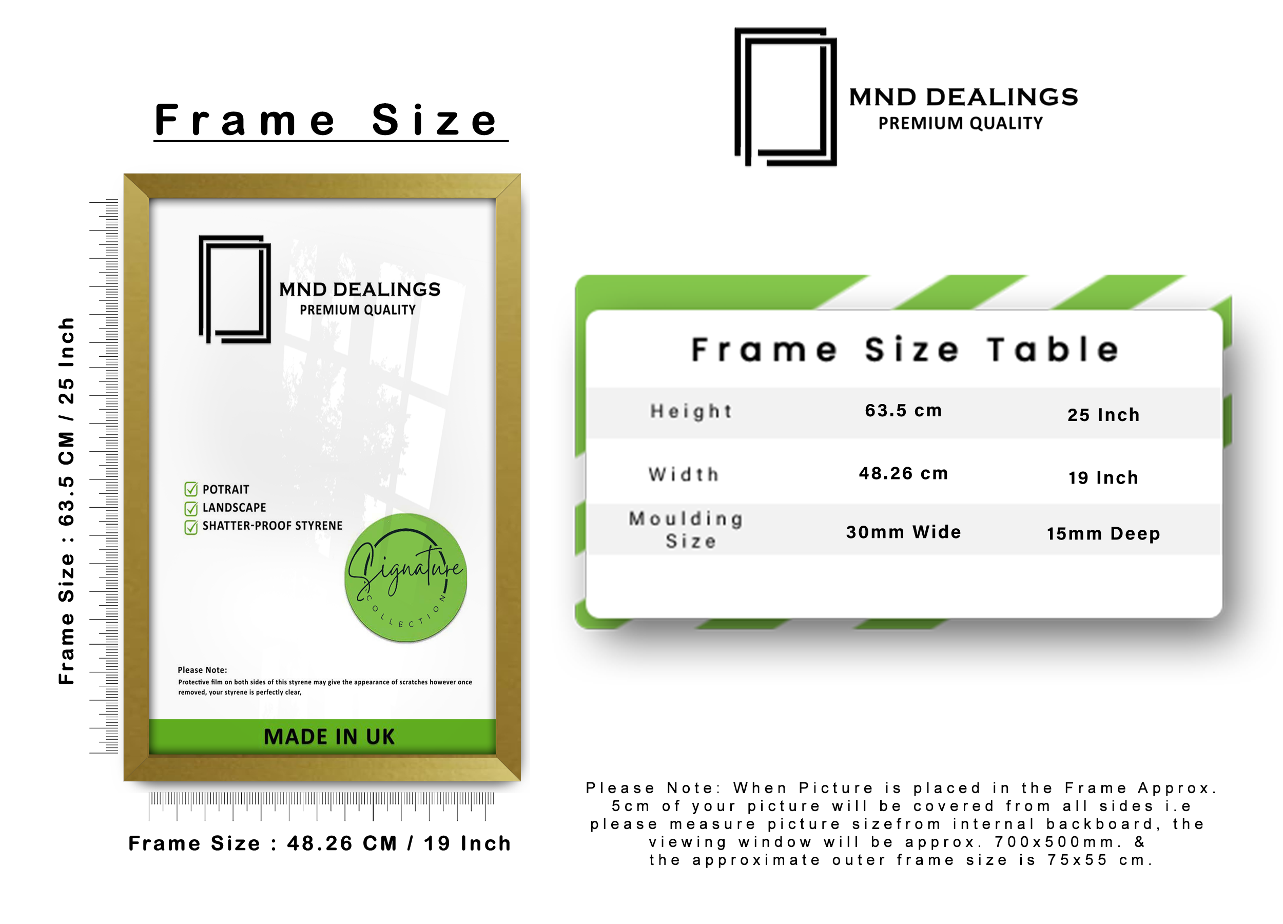 19 x 25 Inch / ( 48.26 x 63.5 CM ) Frames - MDF