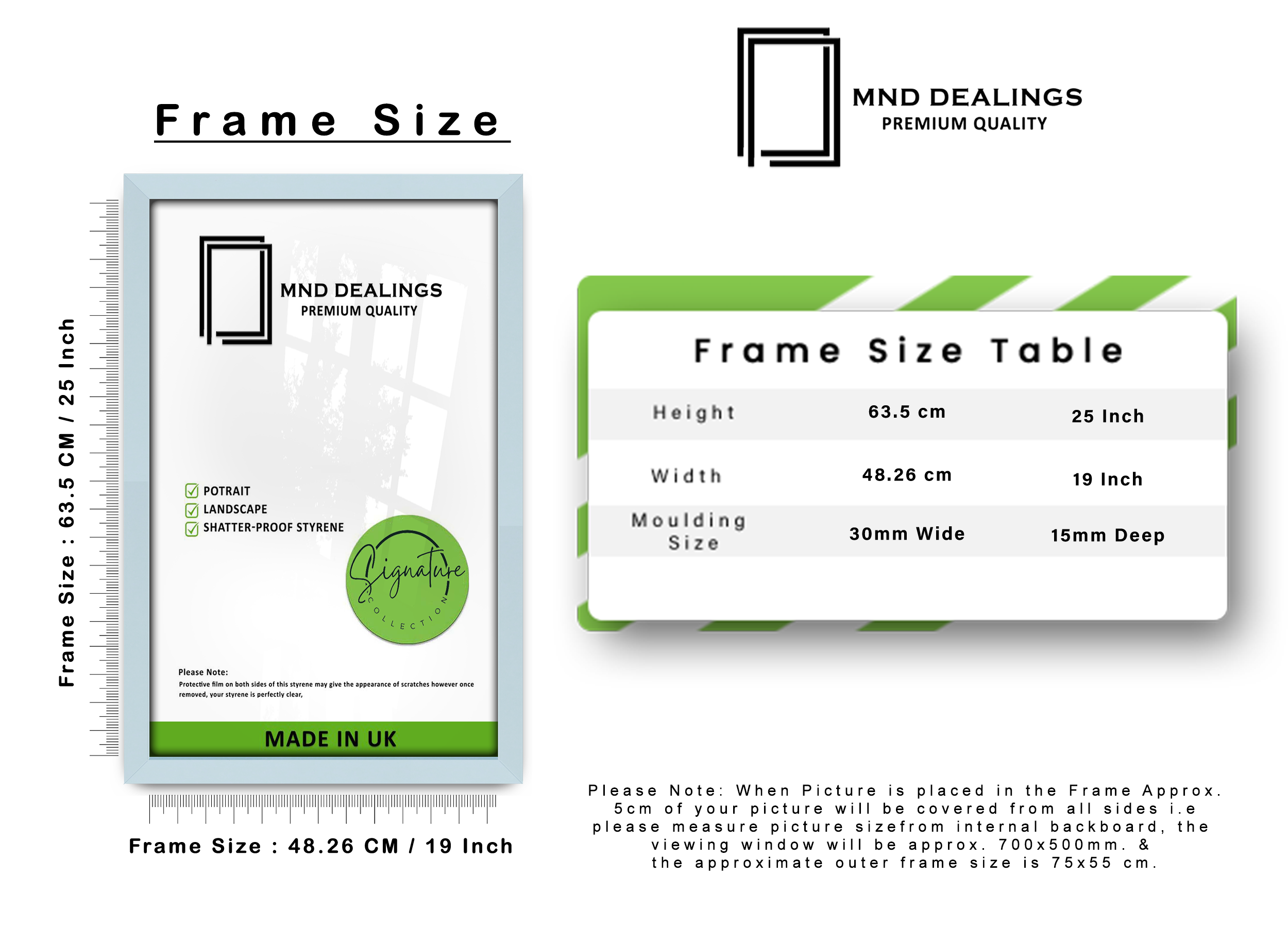 19 x 25 Inch / ( 48.26 x 63.5 CM ) Frames - MDF