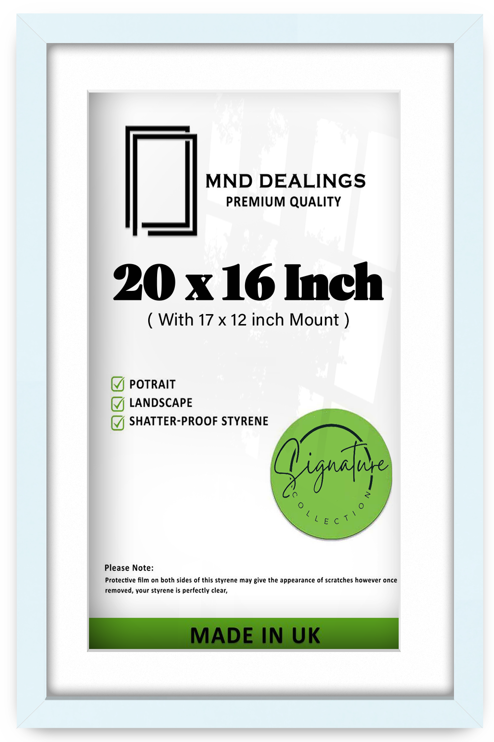 20 x 16 Inch / (50.8 x 40.64 cm ) with 43.18 x 30.48 cm White Mount Display Frame - MDF