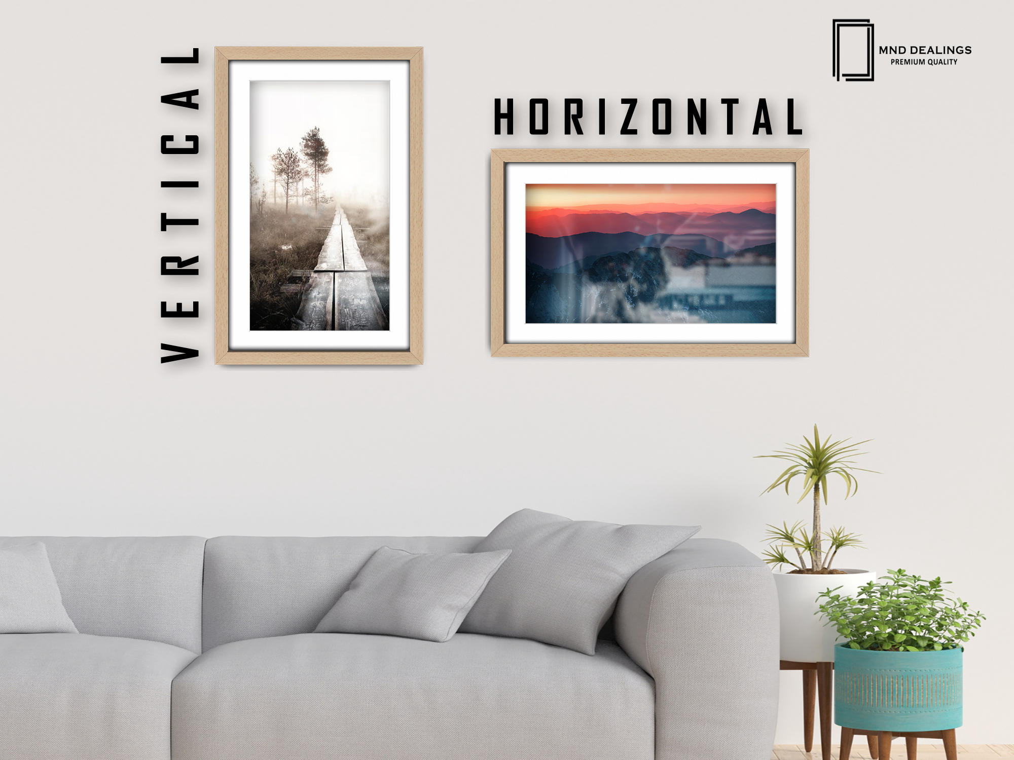 24 x 16 Inch / (60.96 x 45.72 cm ) with 45.72 x 30.48 cm White Mount Frames - MDF