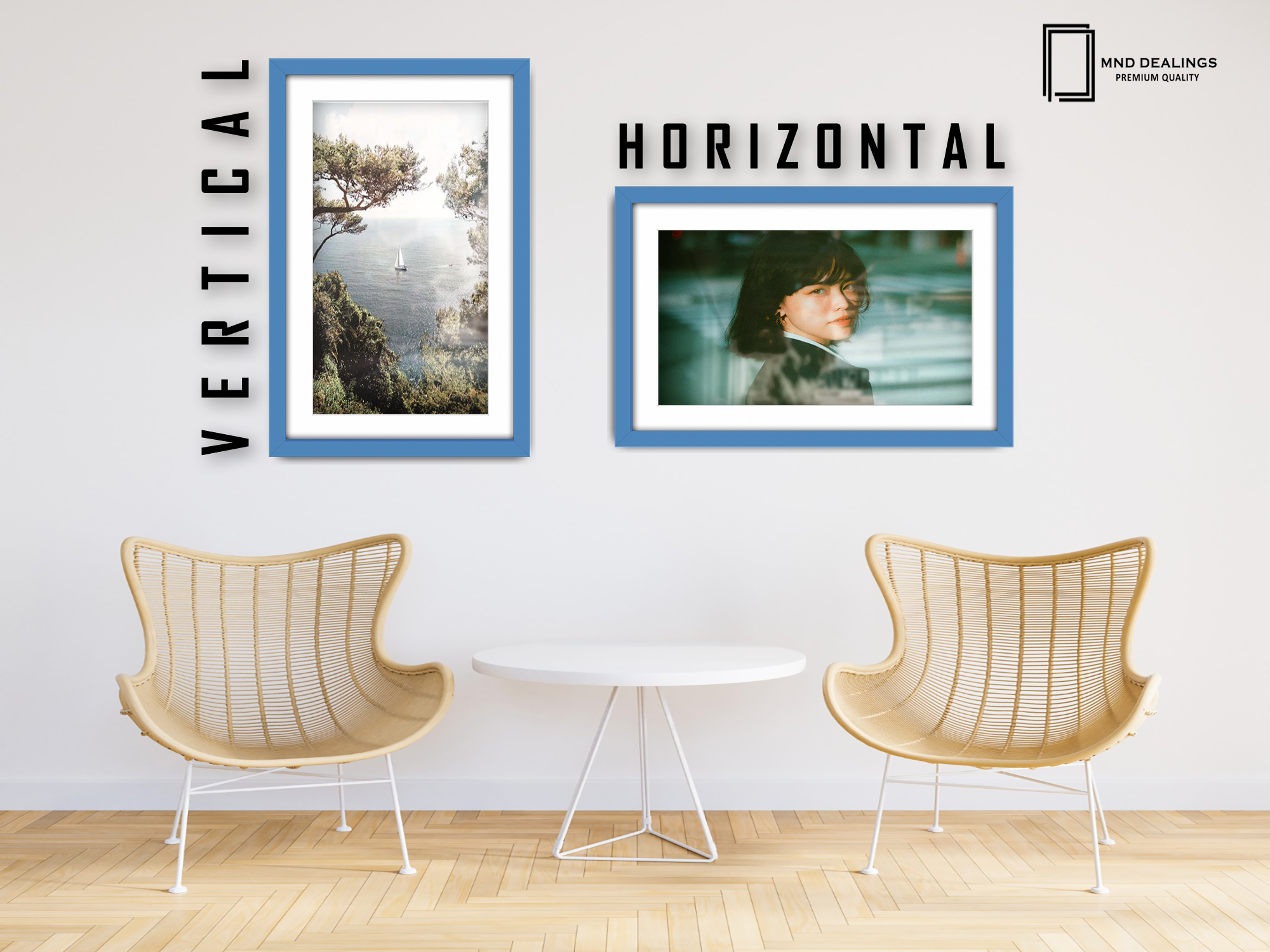 24 x 16 Inch / (60.96 x 45.72 cm ) with 45.72 x 30.48 cm White Mount Frames - MDF
