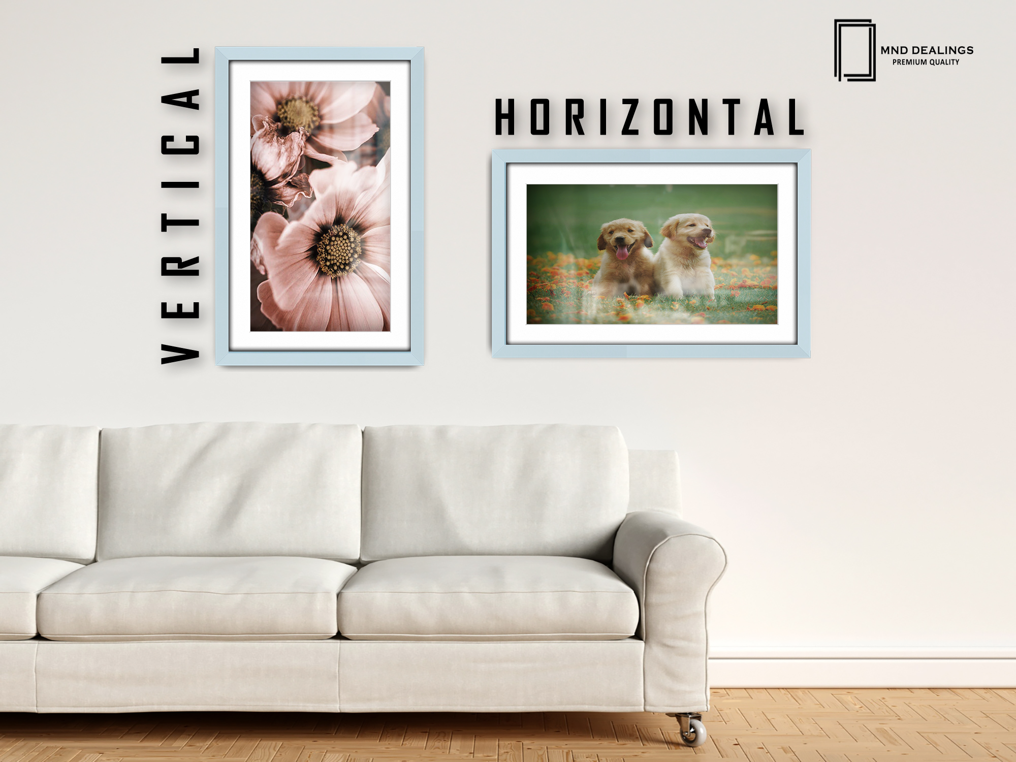 24 x 16 Inch / (60.96 x 45.72 cm ) with 45.72 x 30.48 cm White Mount Frames - MDF