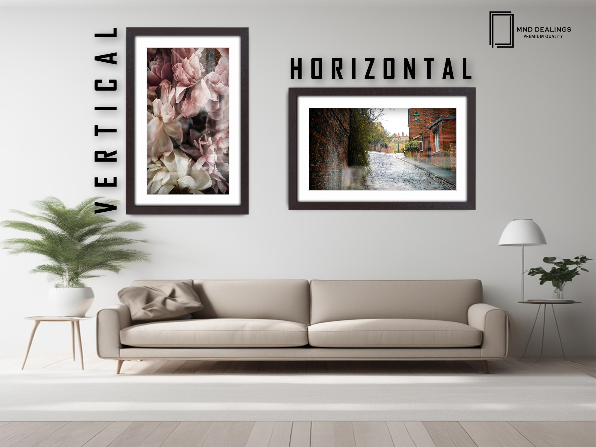 24 x 16 Inch / (60.96 x 45.72 cm ) with 45.72 x 30.48 cm White Mount Frames - MDF