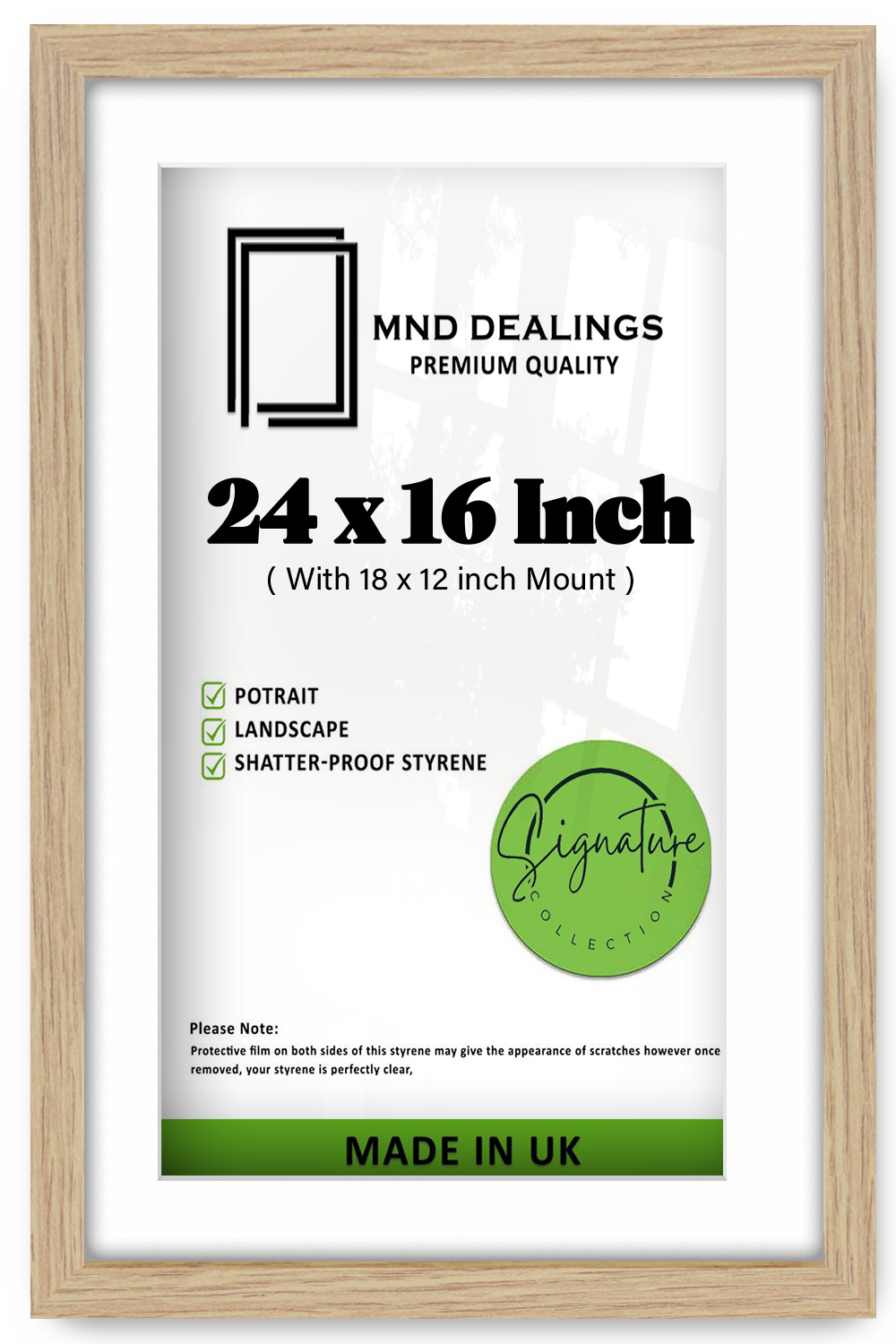 24 x 16 Inch / (60.96 x 45.72 cm ) with 45.72 x 30.48 cm White Mount Frames - MDF