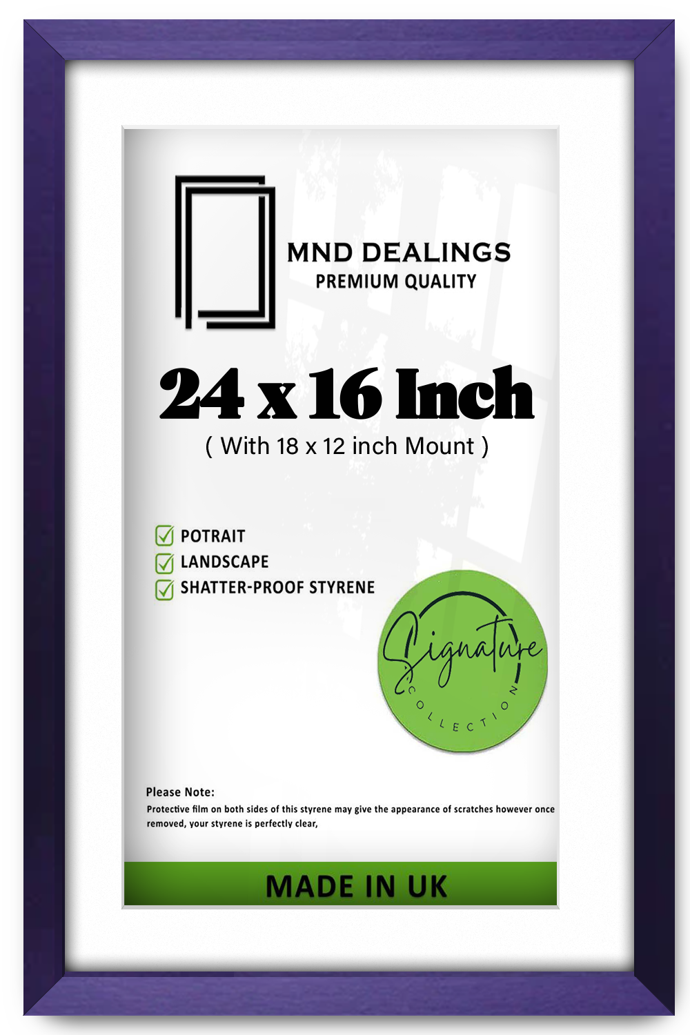 24 x 16 Inch / (60.96 x 45.72 cm ) with 45.72 x 30.48 cm White Mount Frames - MDF