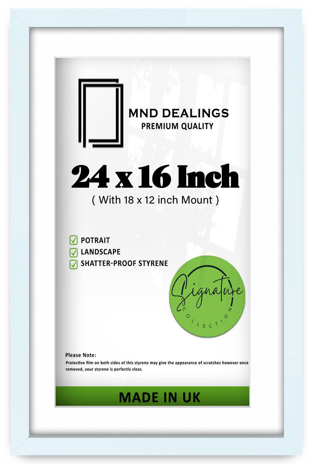 24 x 16 Inch / (60.96 x 45.72 cm ) with 45.72 x 30.48 cm White Mount Frames - MDF
