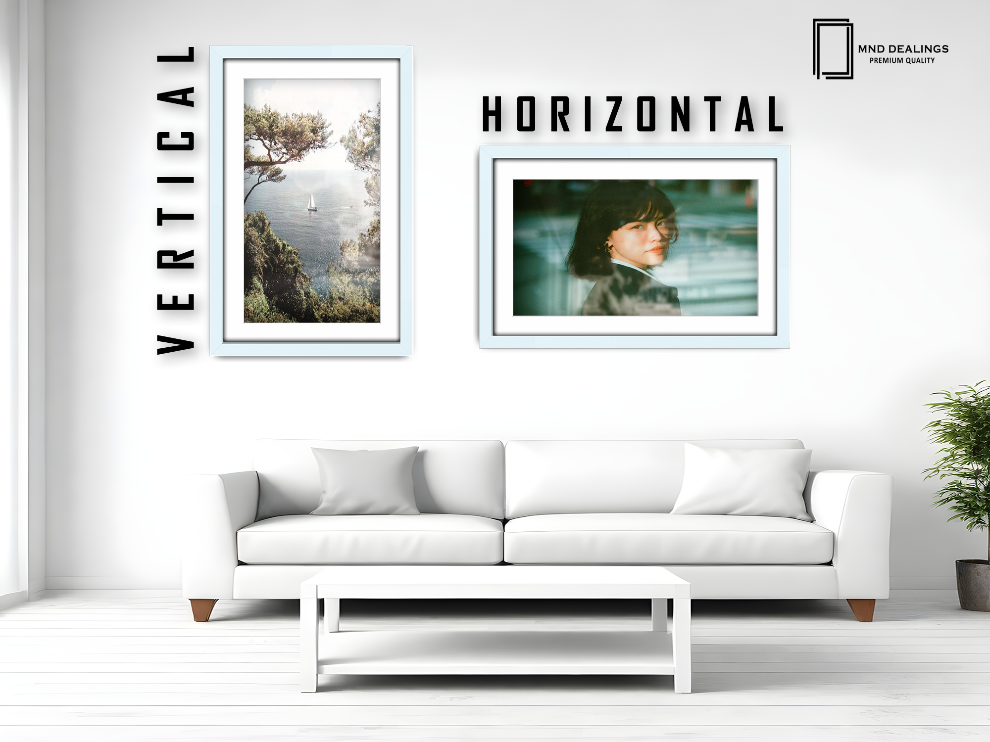 24 x 16 Inch / (60.96 x 45.72 cm ) with 45.72 x 30.48 cm White Mount Frames - MDF