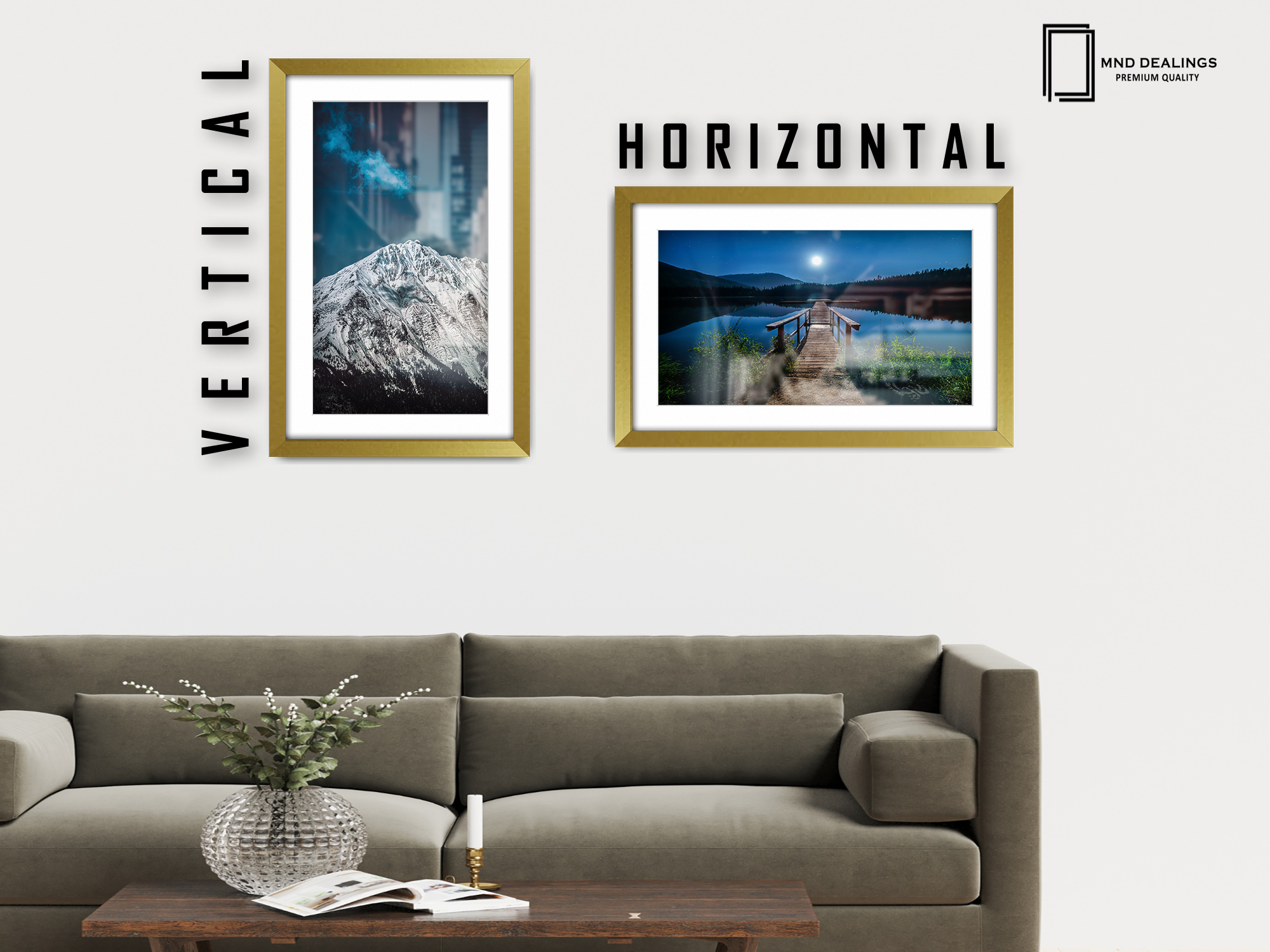 28 x 22 Inch / (71.12 x 55.88 cm ) with 60.96 x 45.72 cm White Mount Frames - MDF