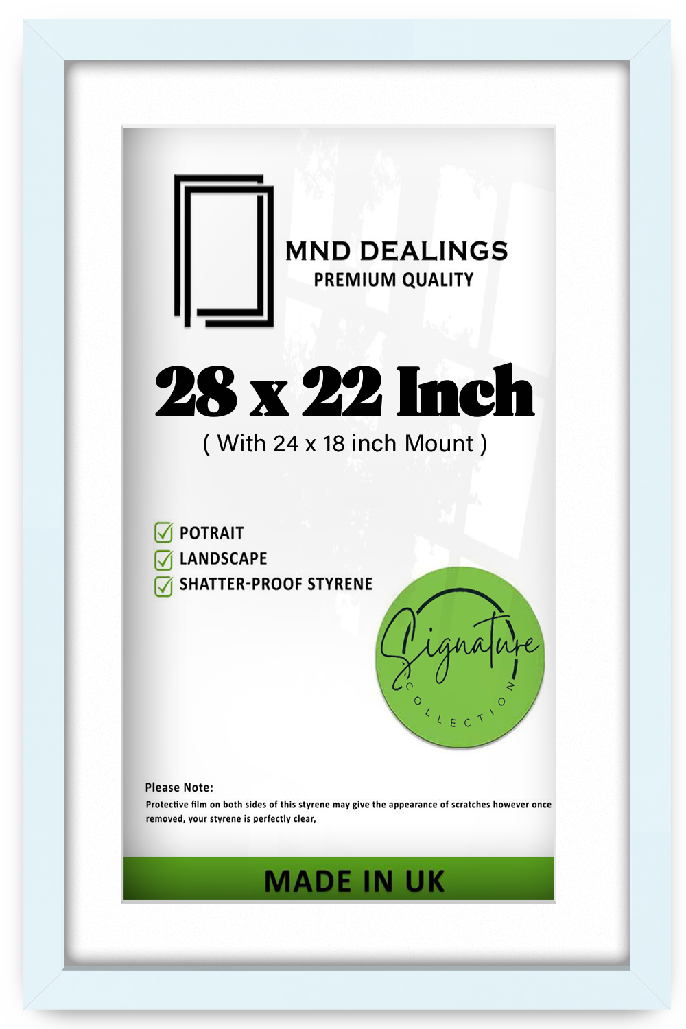 28 x 22 Inch / (71.12 x 55.88 cm ) with 60.96 x 45.72 cm White Mount Frames - MDF