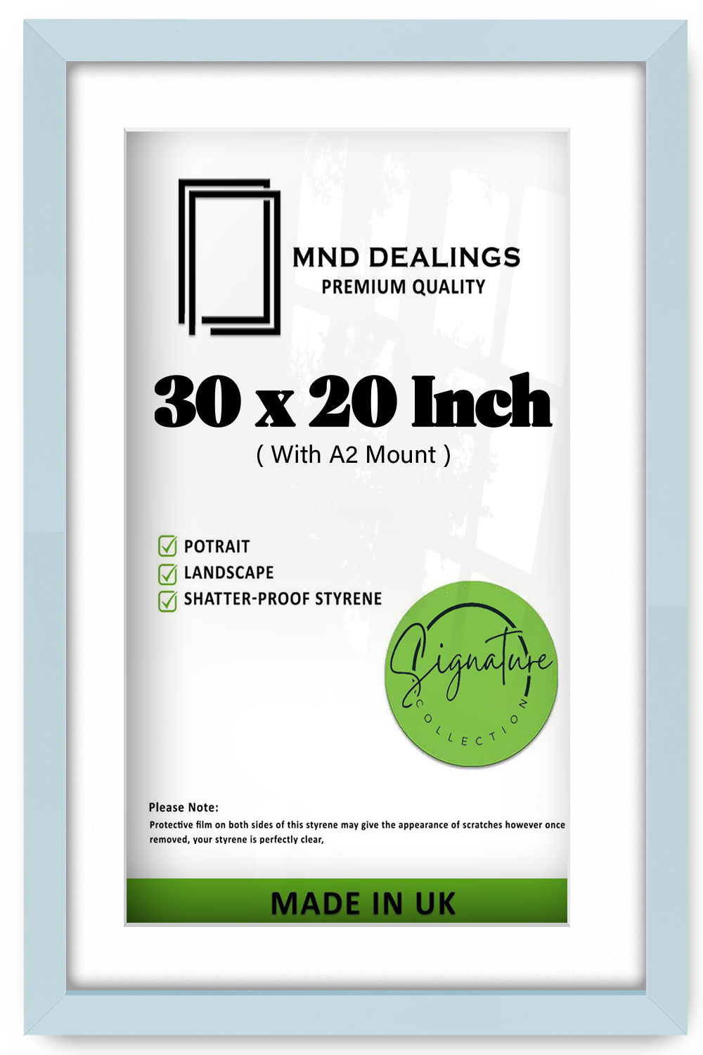 30 x 20 Inch / (76.2 x 50.8 cm ) with A2-(41.90 x 59.40 cm) White Mount Poster Frames - MDF
