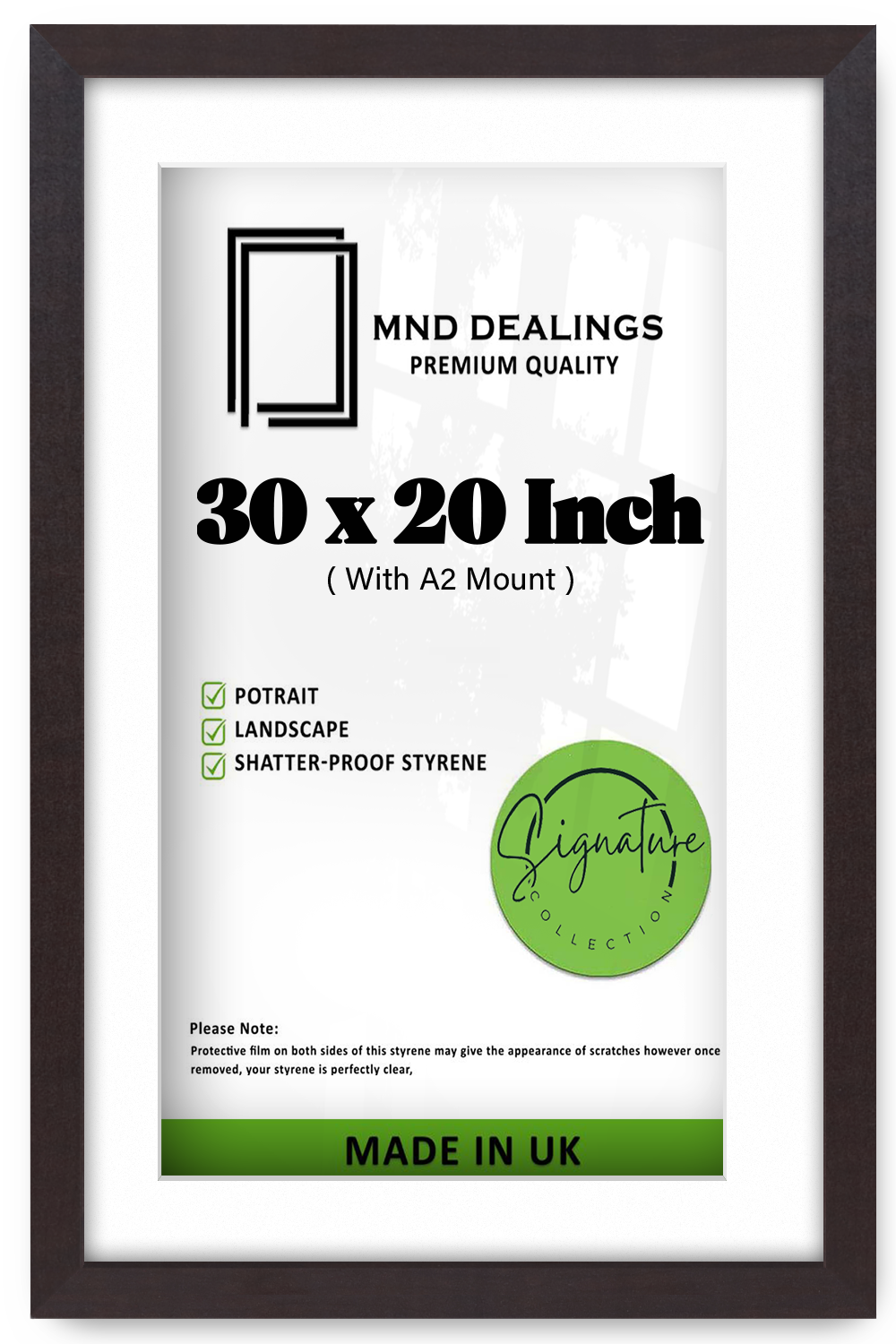 30 x 20 Inch / (76.2 x 50.8 cm ) with A2-(41.90 x 59.40 cm) White Mount Poster Frames - MDF