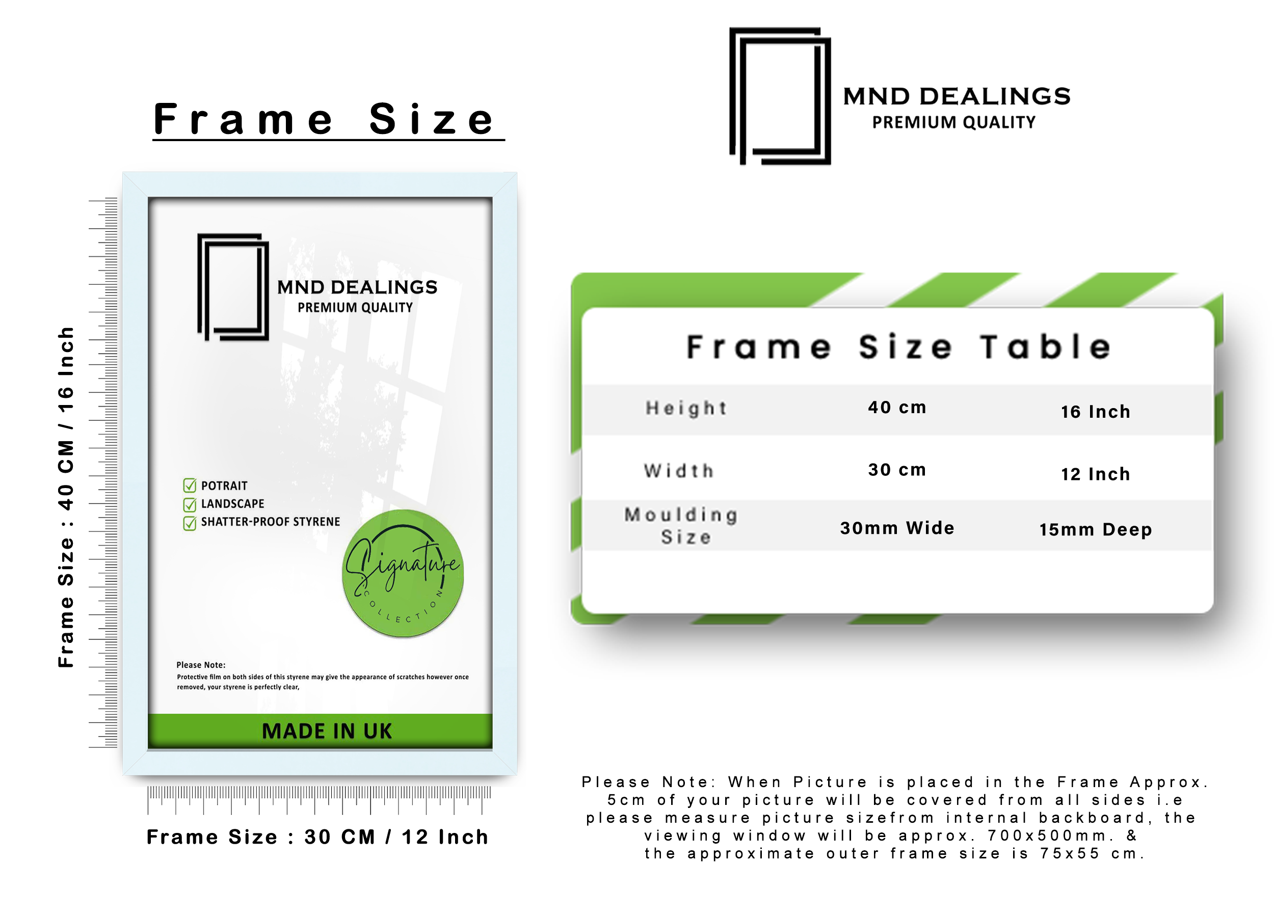 ( 30 x 40 CM ) / 16 x 12 Inch Poster Frames - MDF