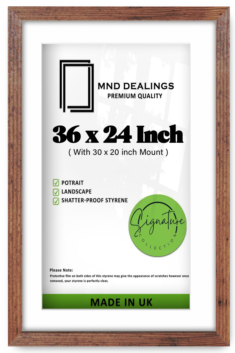 36 x 24 Inch / (91.44 x 60.96 cm ) with 76.20 x 50.80 cm White Mount Certificate Frames - MDF