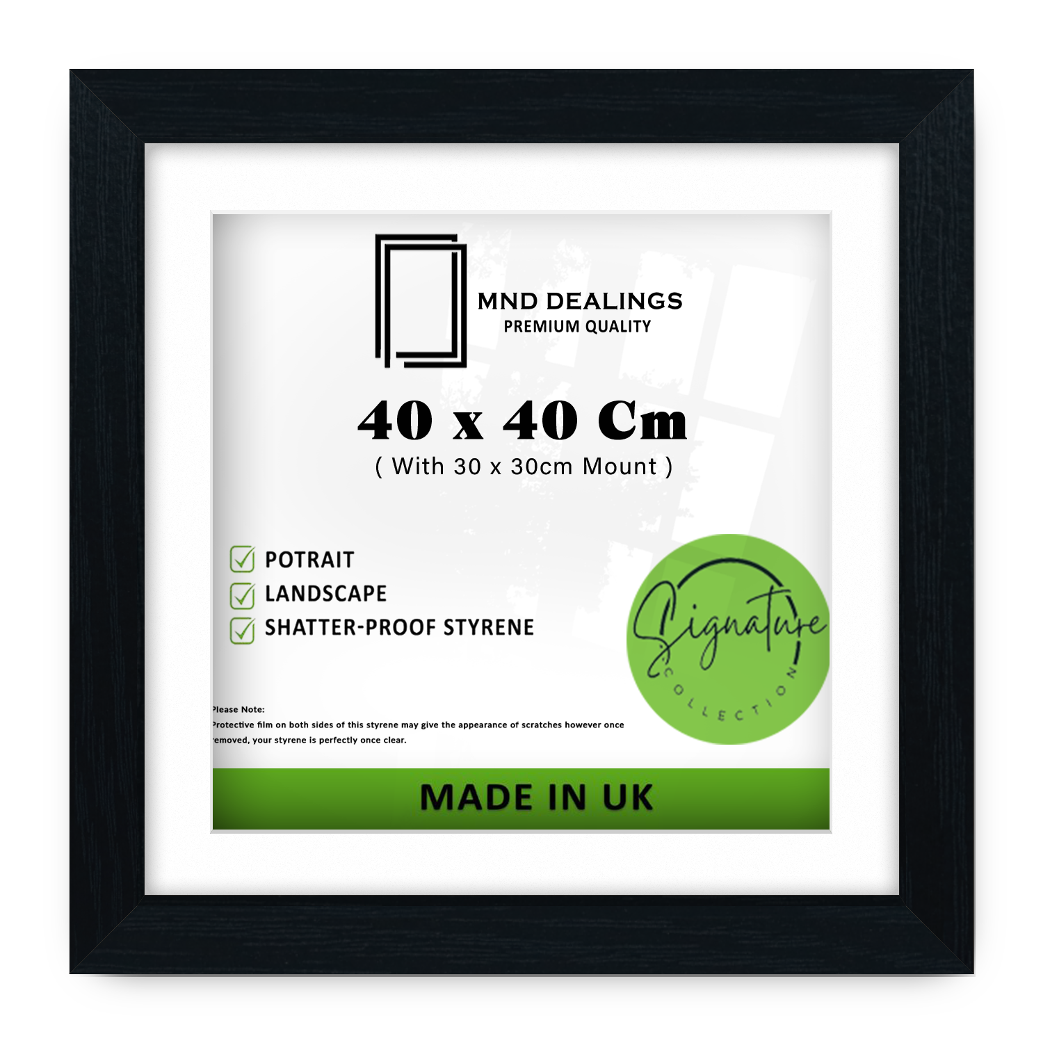( 40 x 40 Cm ) / 16 x 16 Inch with 30 x 30 Cm White Mount Poster Frames - MDF