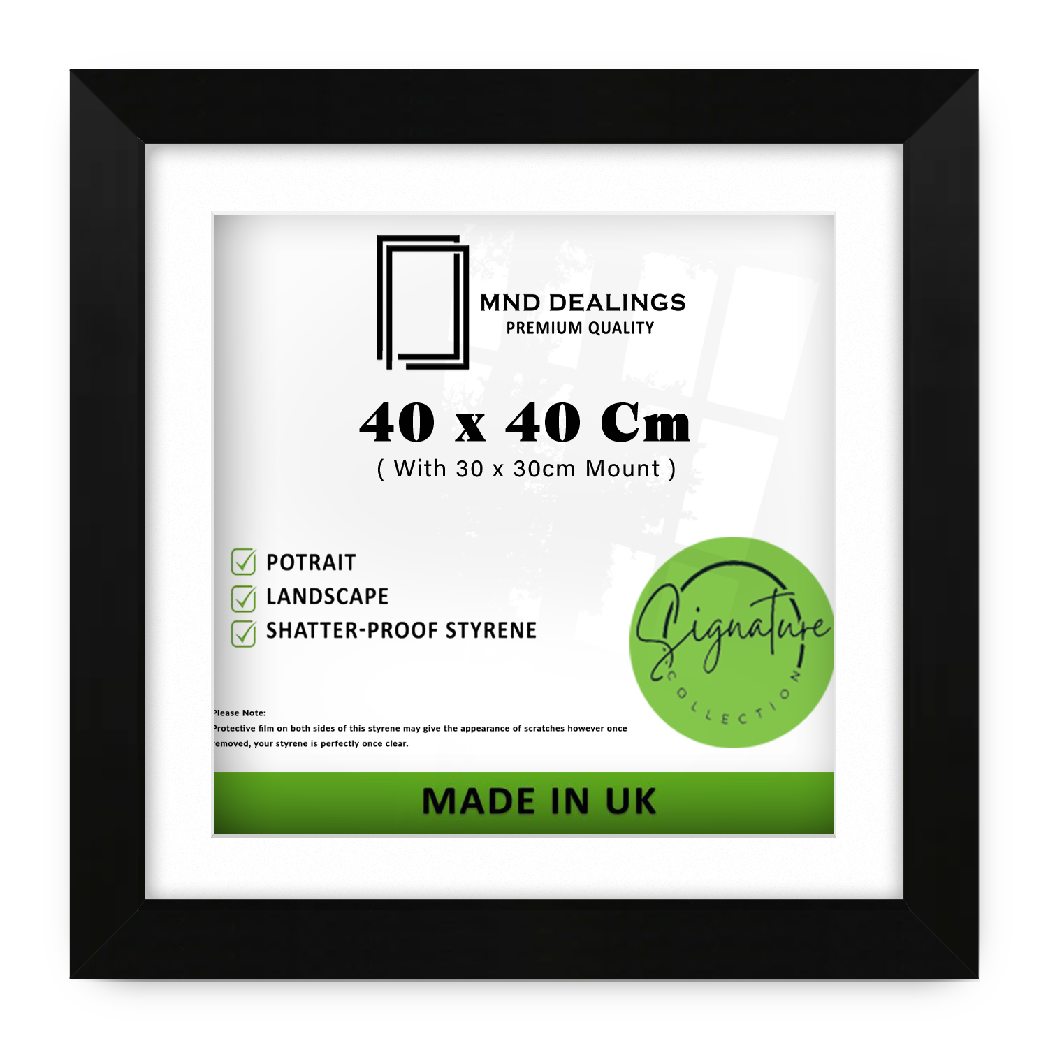 ( 40 x 40 Cm ) / 16 x 16 Inch with 30 x 30 Cm White Mount Poster Frames - MDF