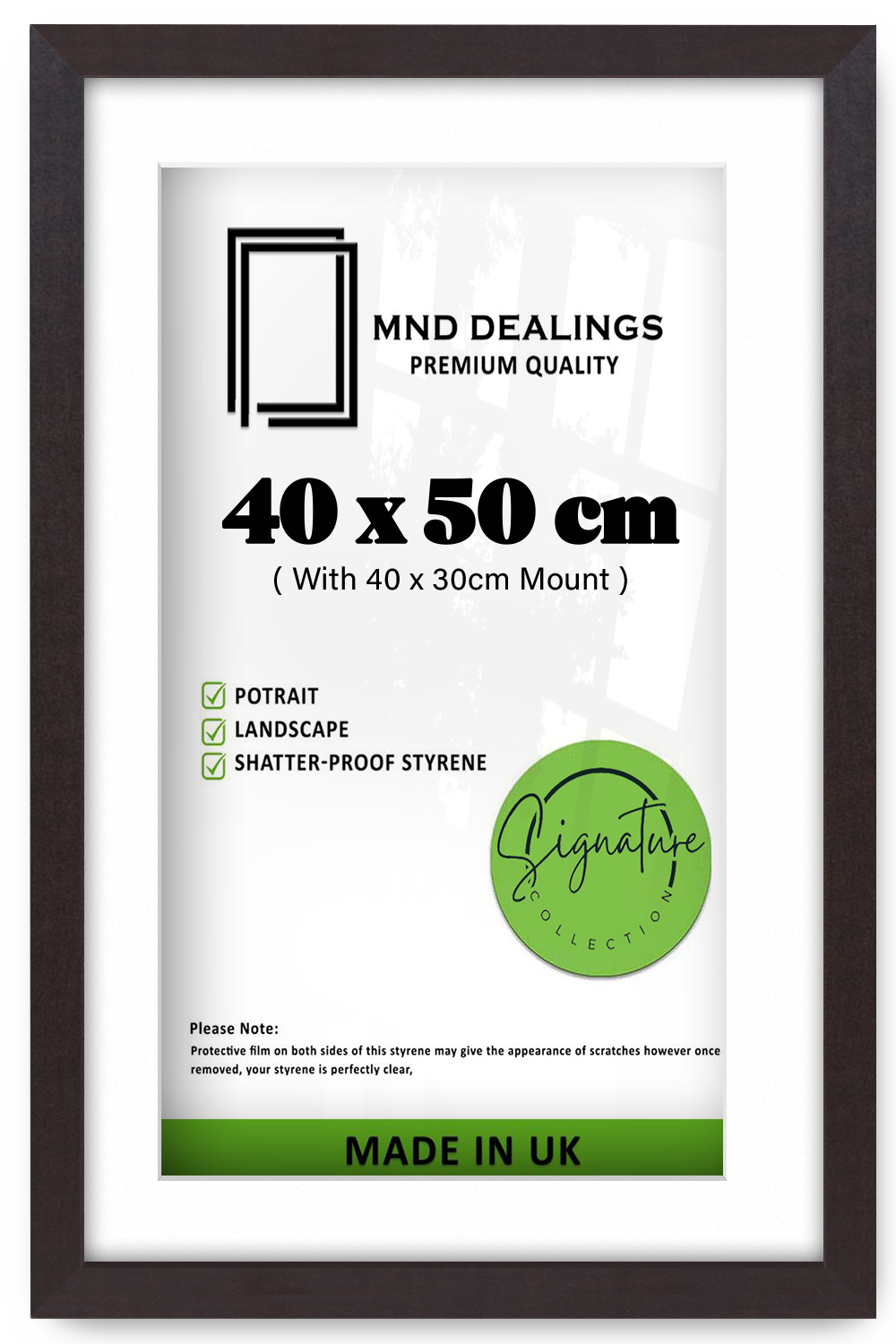 ( 40 x 50 cm ) / 16 x 20 Inch with 40 x 30 cm White Mount Display Frame - MDF