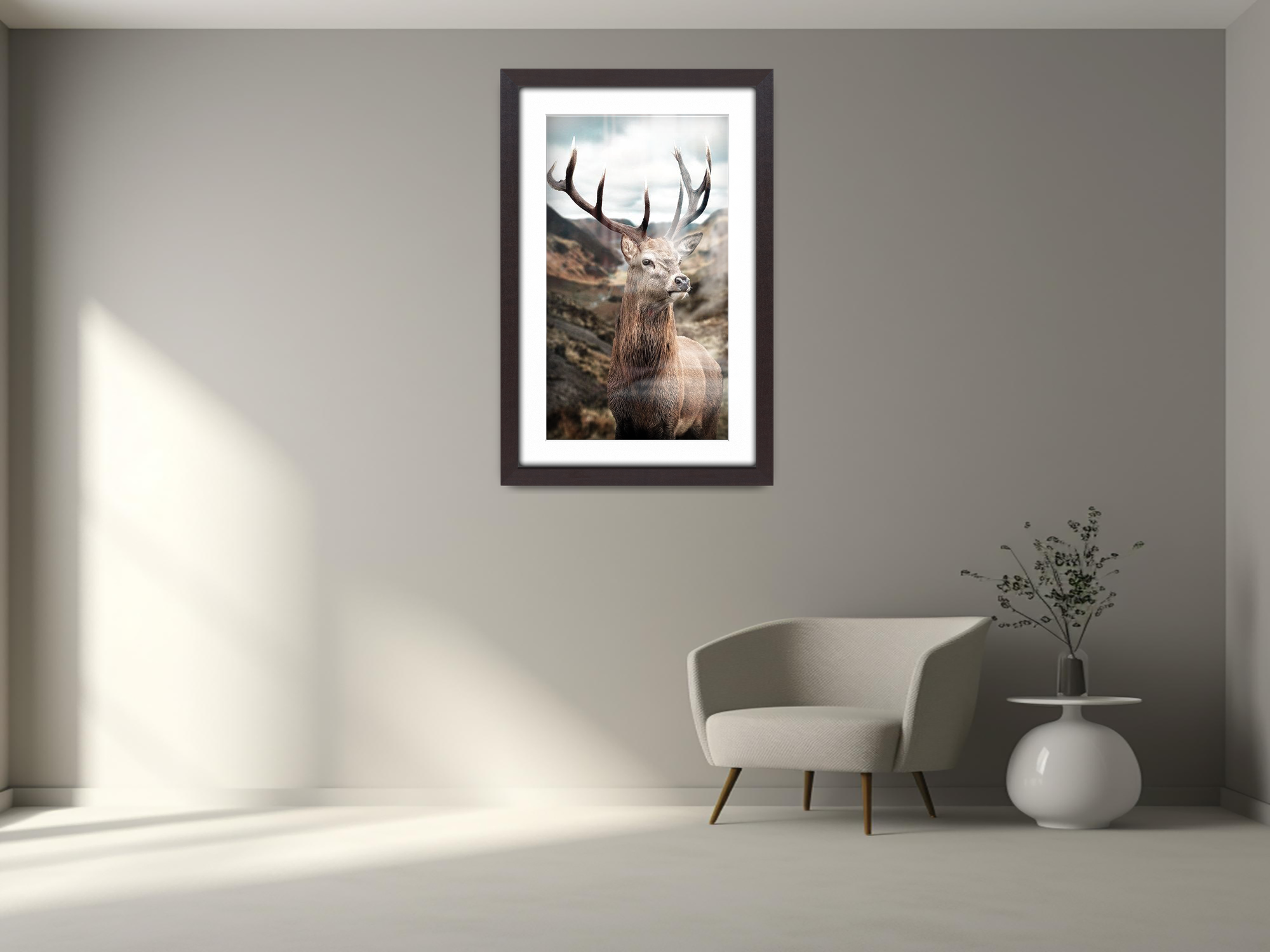 ( 40 x 50 cm ) / 16 x 20 Inch with 40 x 30 cm White Mount Display Frame - MDF
