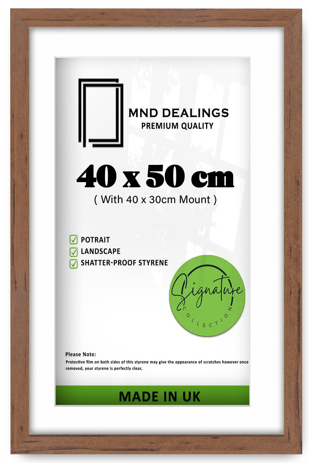 ( 40 x 50 cm ) / 16 x 20 Inch with 40 x 30 cm White Mount Display Frame - MDF