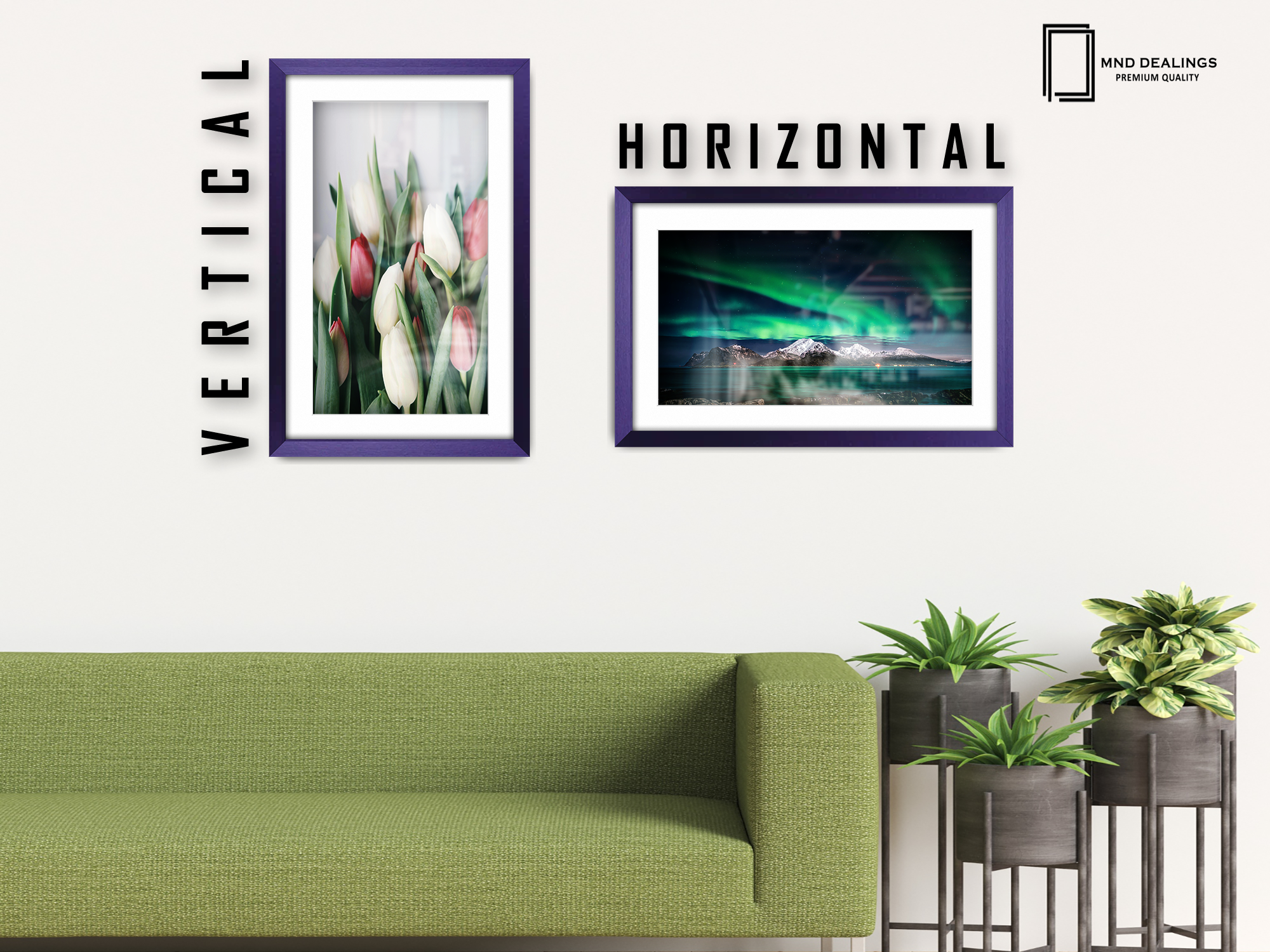 ( 40 x 60 cm ) / 24 x 16 Inch with 50 x 30 cm White Mount Frames - MDF