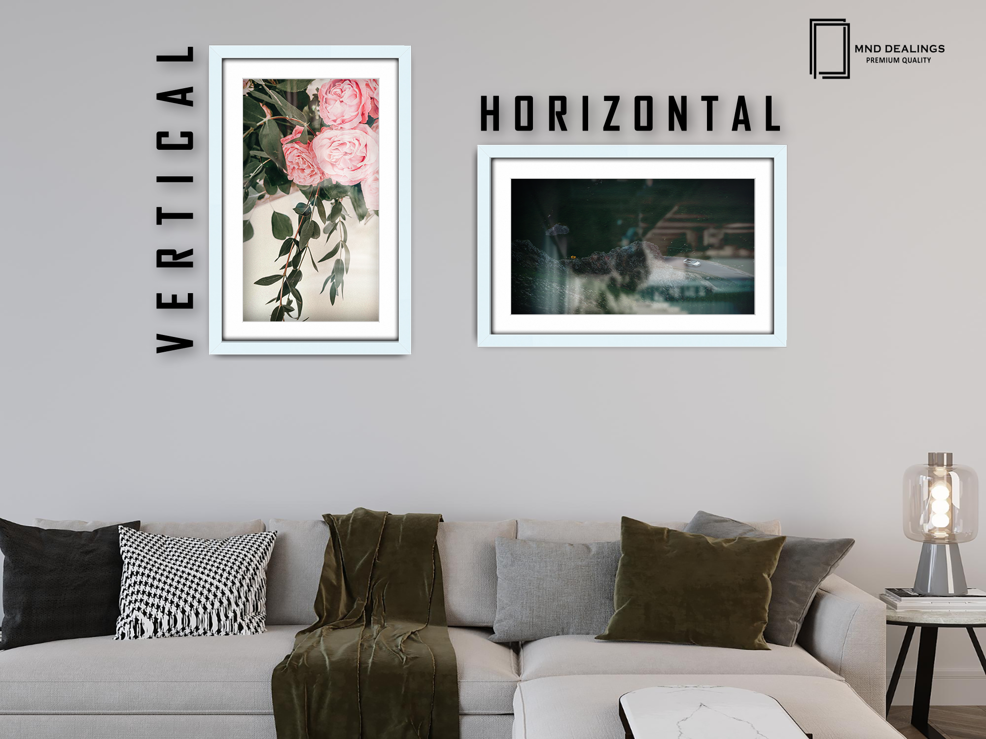 ( 40 x 60 cm ) / 24 x 16 Inch with 50 x 30 cm White Mount Frames - MDF