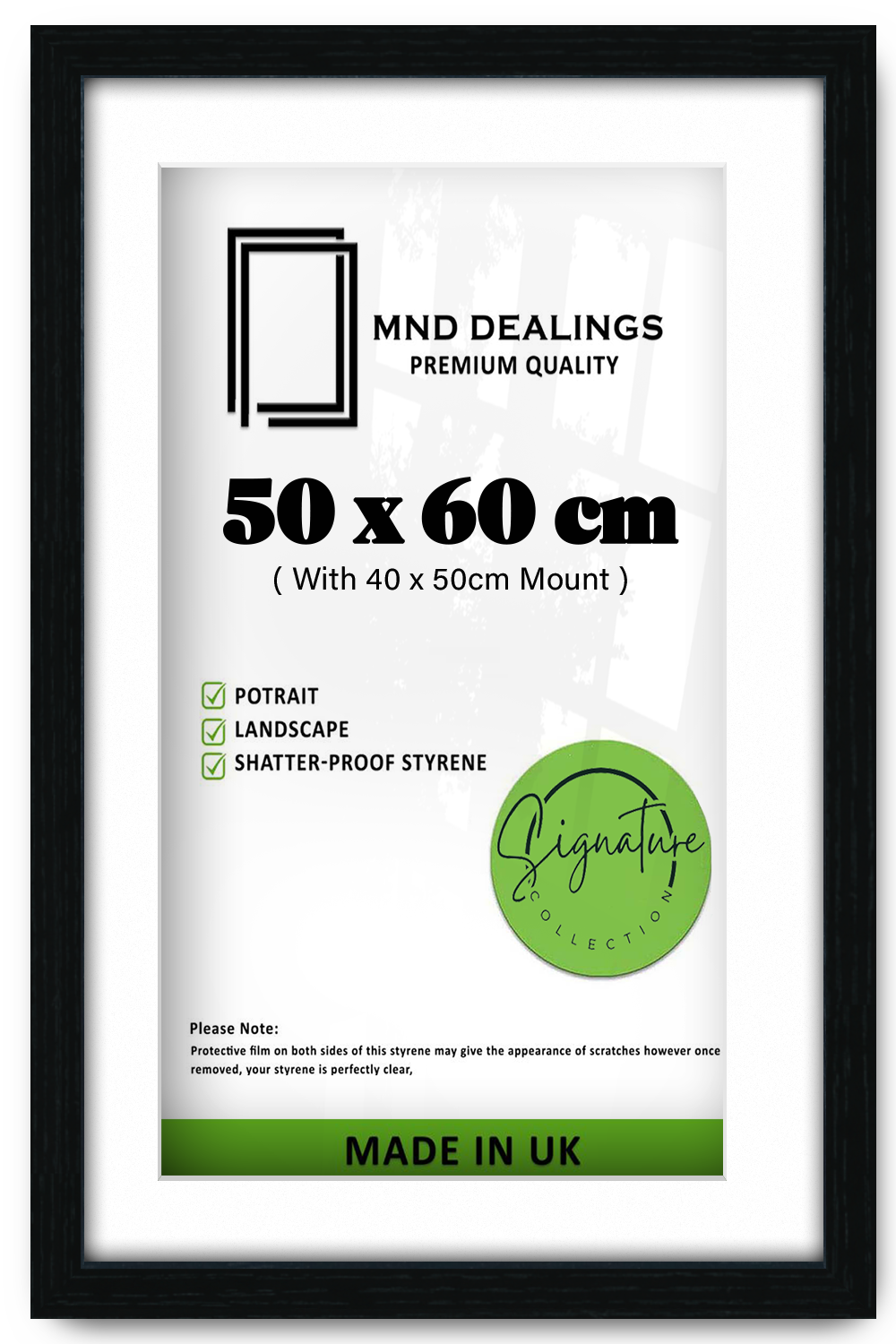 ( 50 x 60 cm ) / 24 x 20 Inch with 50 x 40 cm White Mount Display Frame - MDF