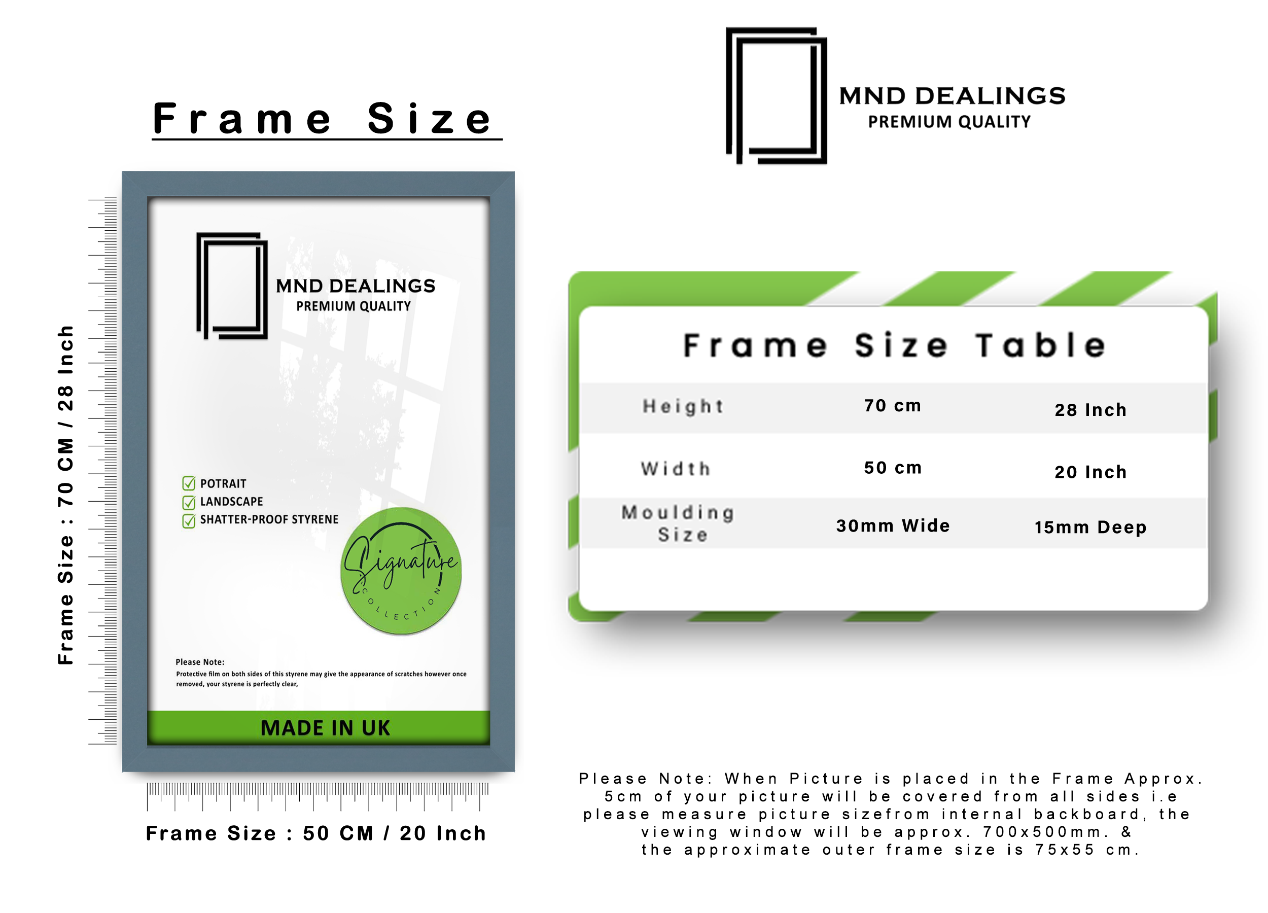 ( 50 x 70 CM ) / 28 x 20 Inch Display Frame - MDF