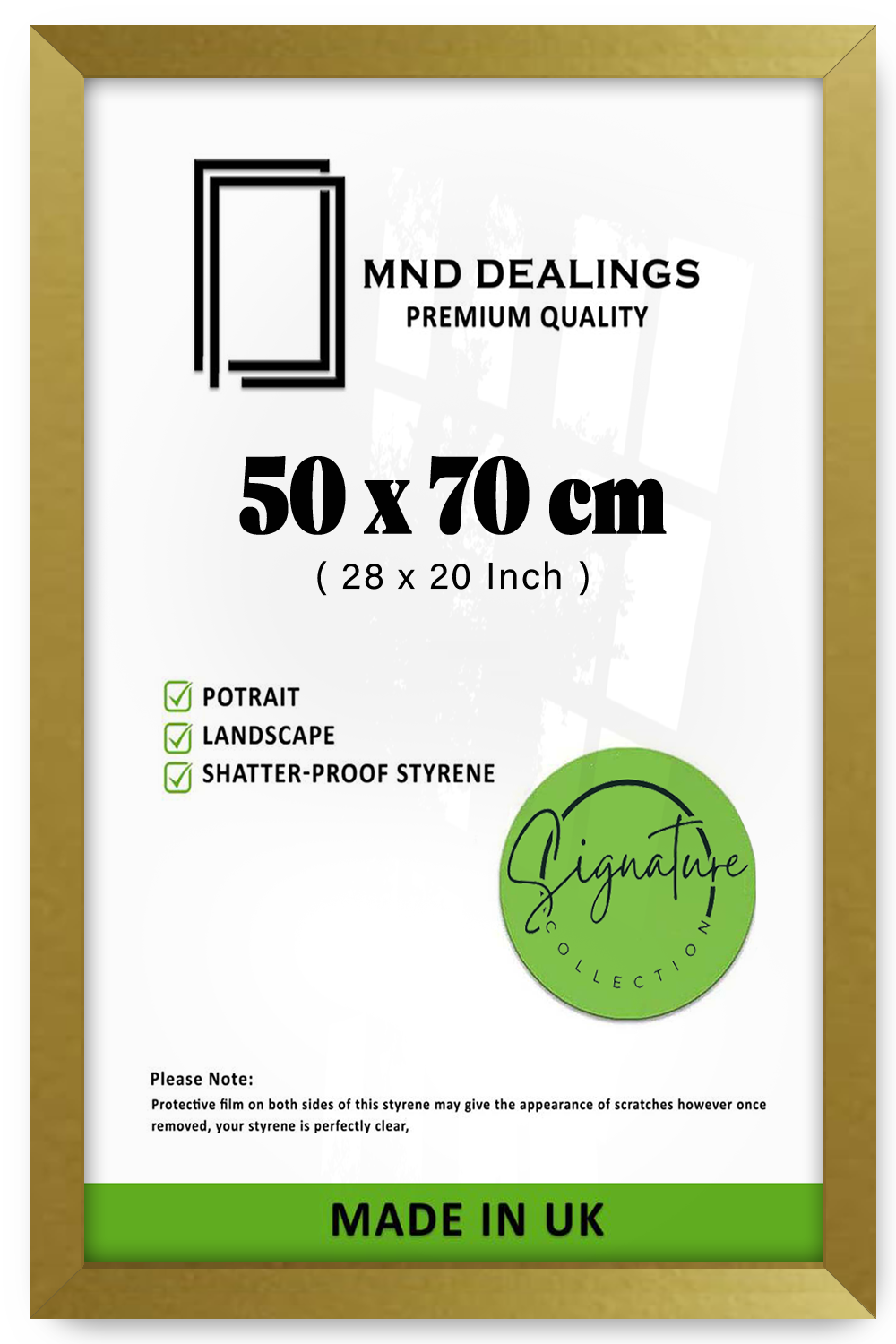 ( 50 x 70 CM ) / 28 x 20 Inch Display Frame - MDF#color_gold