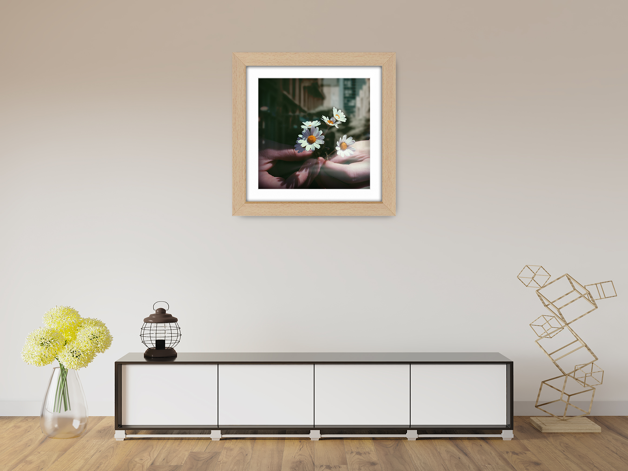 ( 60 x 60 Cm ) / 24 x 24 Inch with 50 x 50 Cm White Mount Display Frame - MDF