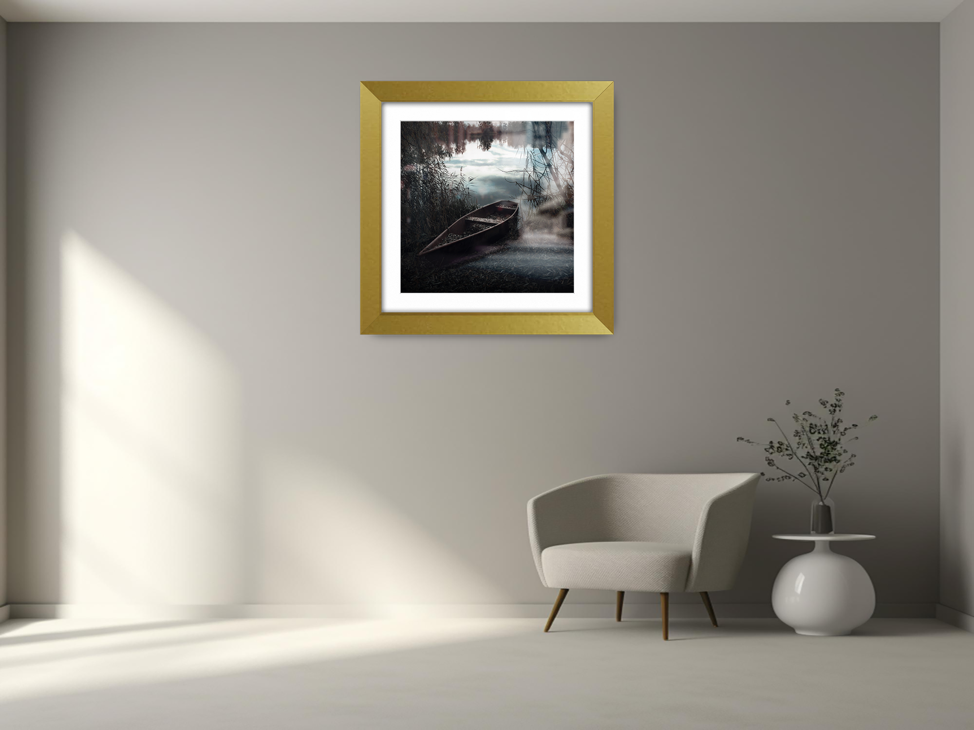 ( 60 x 60 Cm ) / 24 x 24 Inch with 50 x 50 Cm White Mount Display Frame - MDF