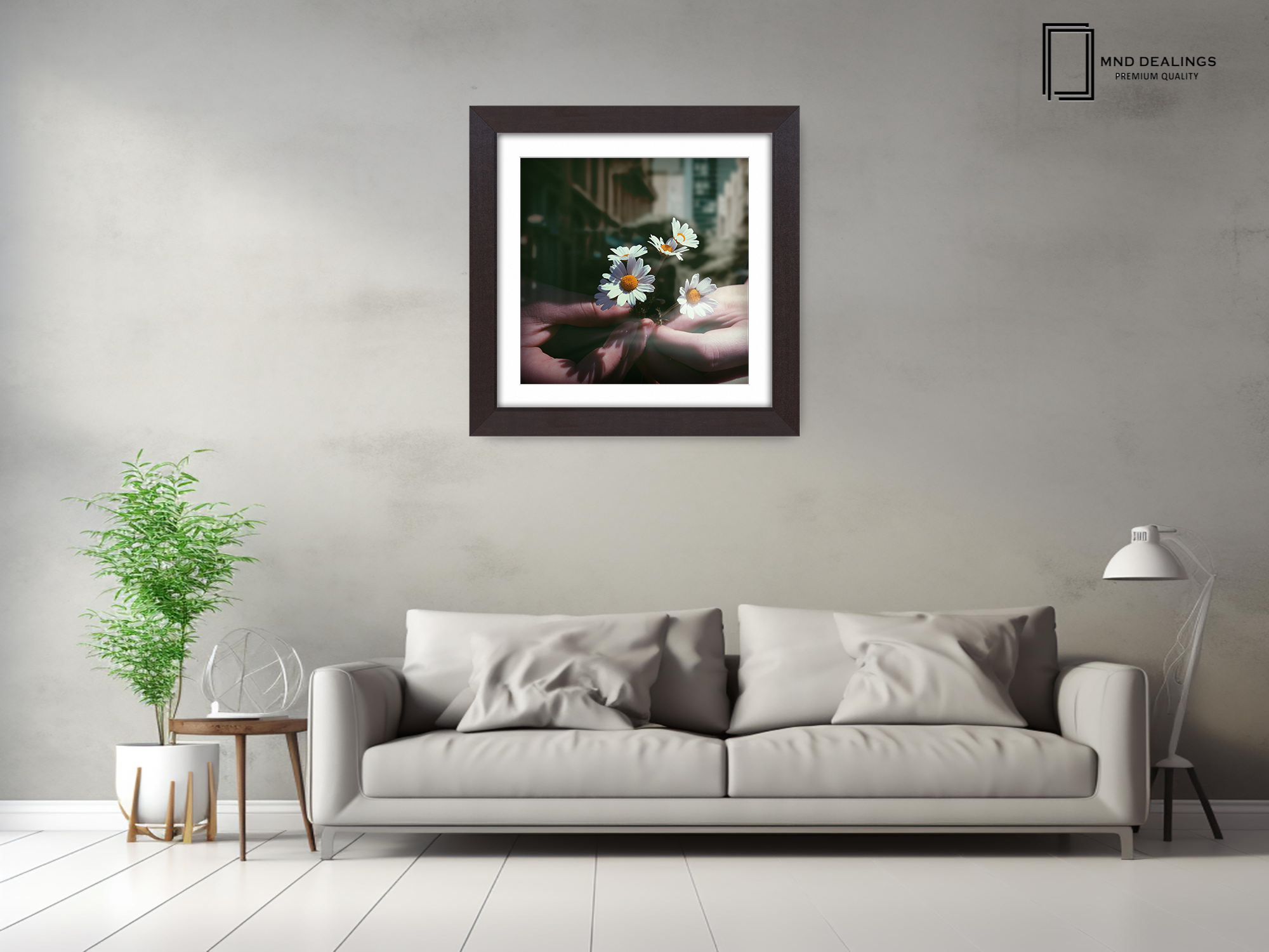 ( 60 x 60 Cm ) / 24 x 24 Inch with 50 x 50 Cm White Mount Display Frame - MDF
