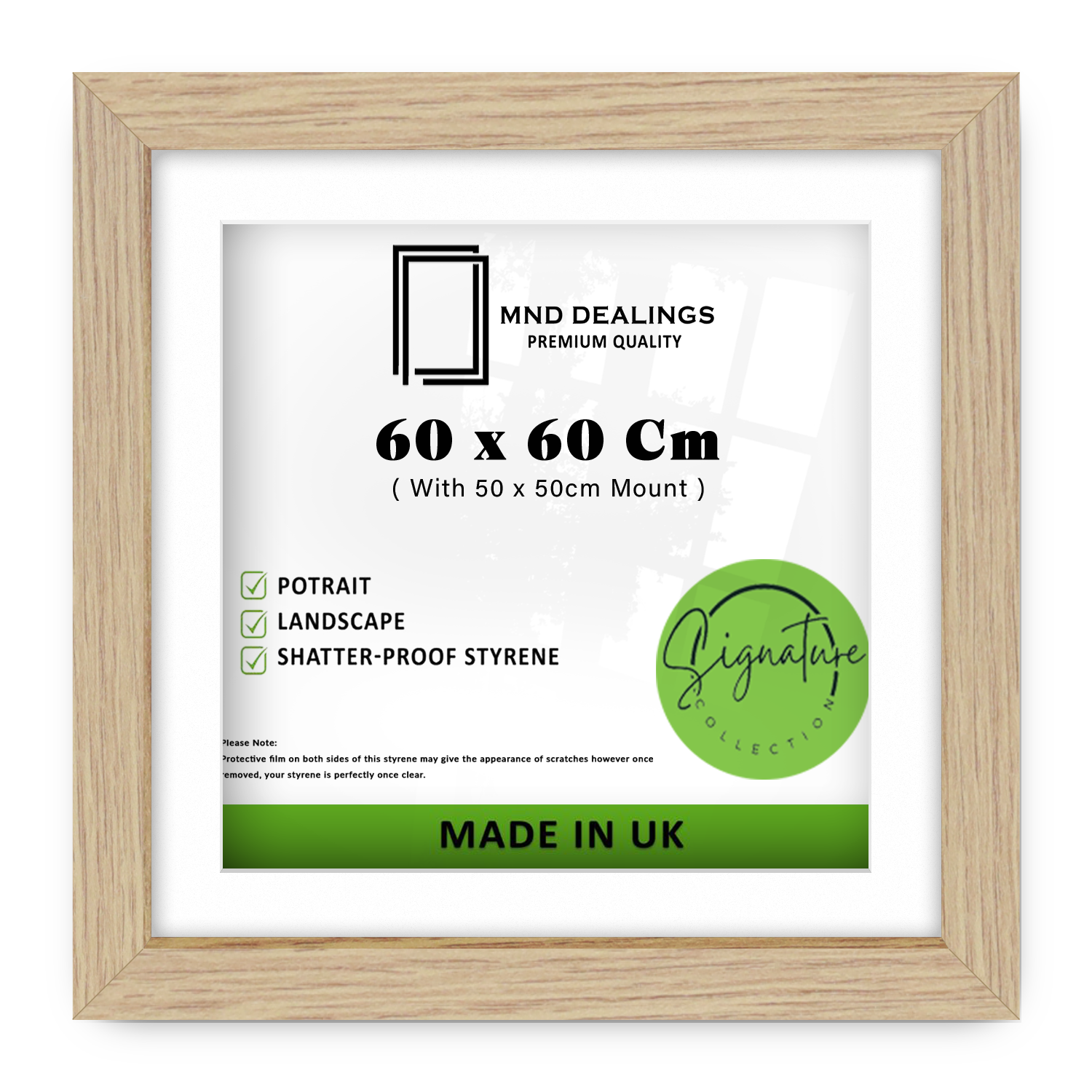 ( 60 x 60 Cm ) / 24 x 24 Inch with 50 x 50 Cm White Mount Display Frame - MDF