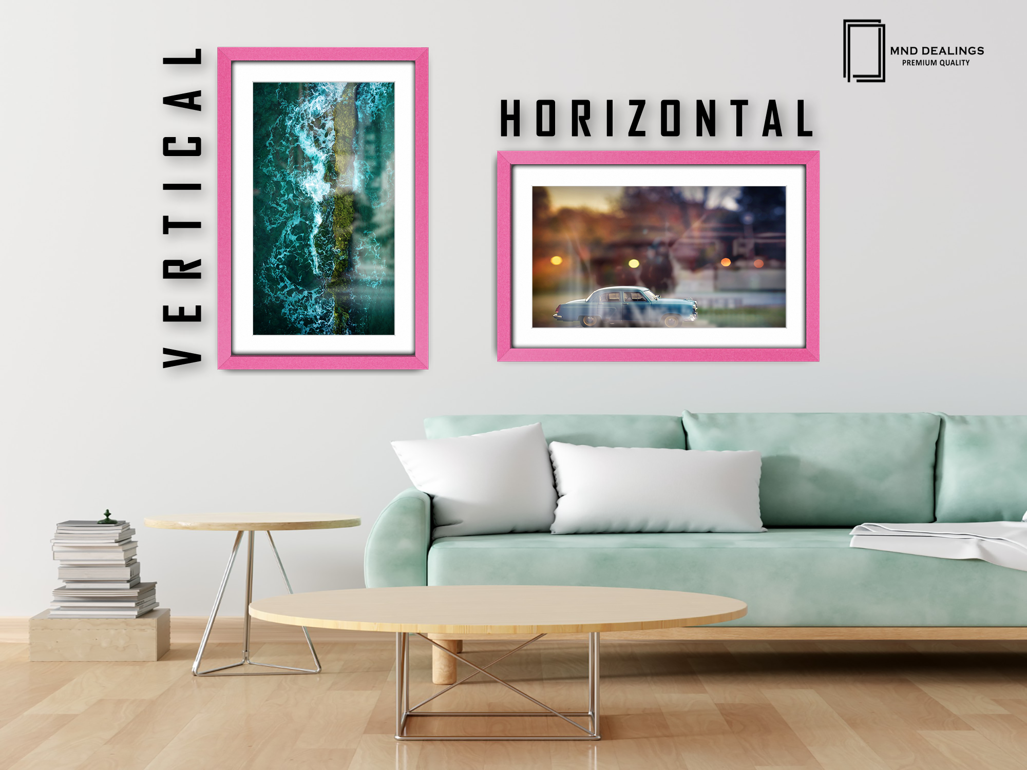 ( 60 x 70 cm ) / 28 x 24 Inch with 60 x 50 cm White Mount Frames - MDF