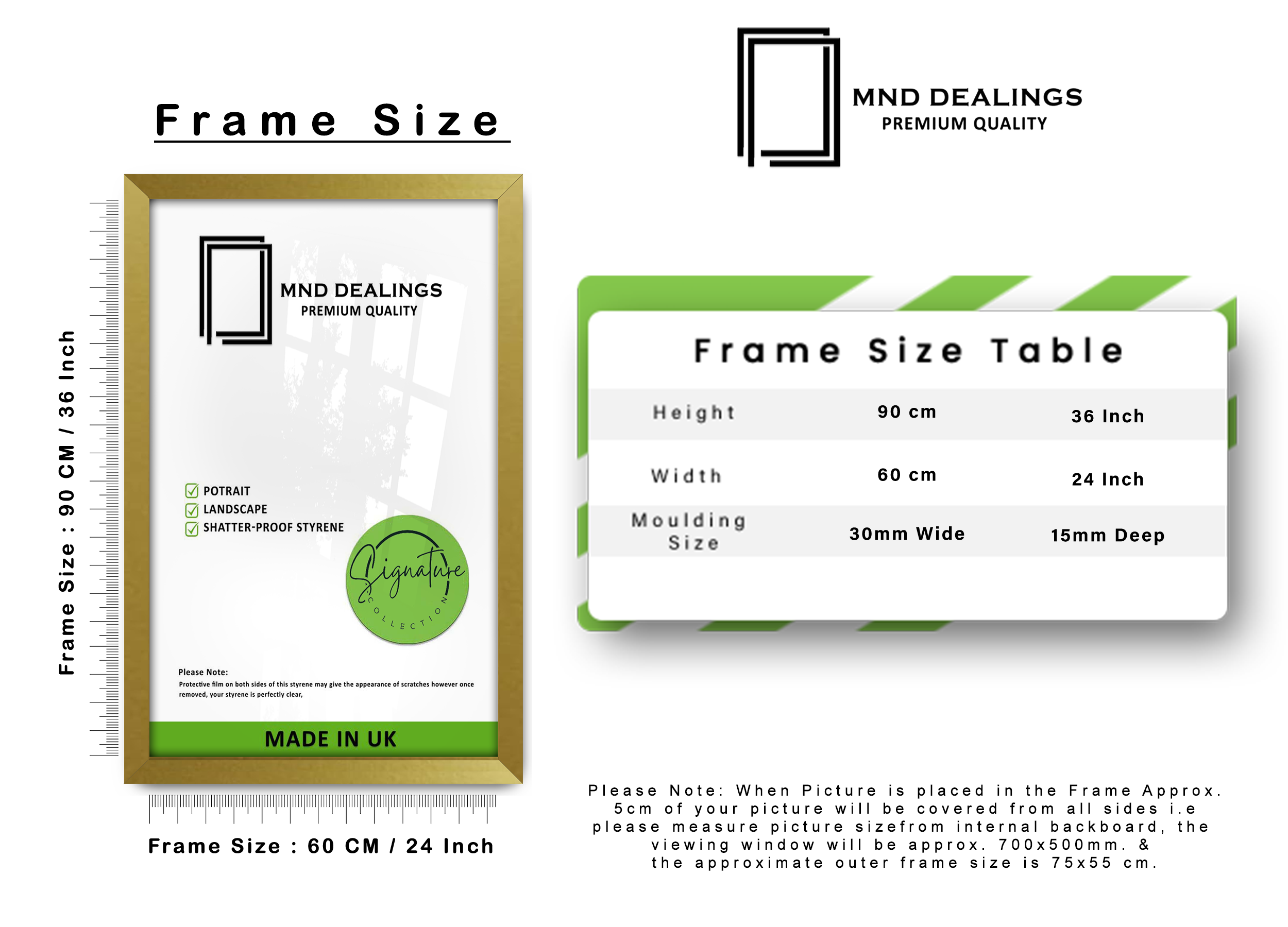 ( 60 x 90 CM ) / 36 x 24 Inch Poster Frames - MDF