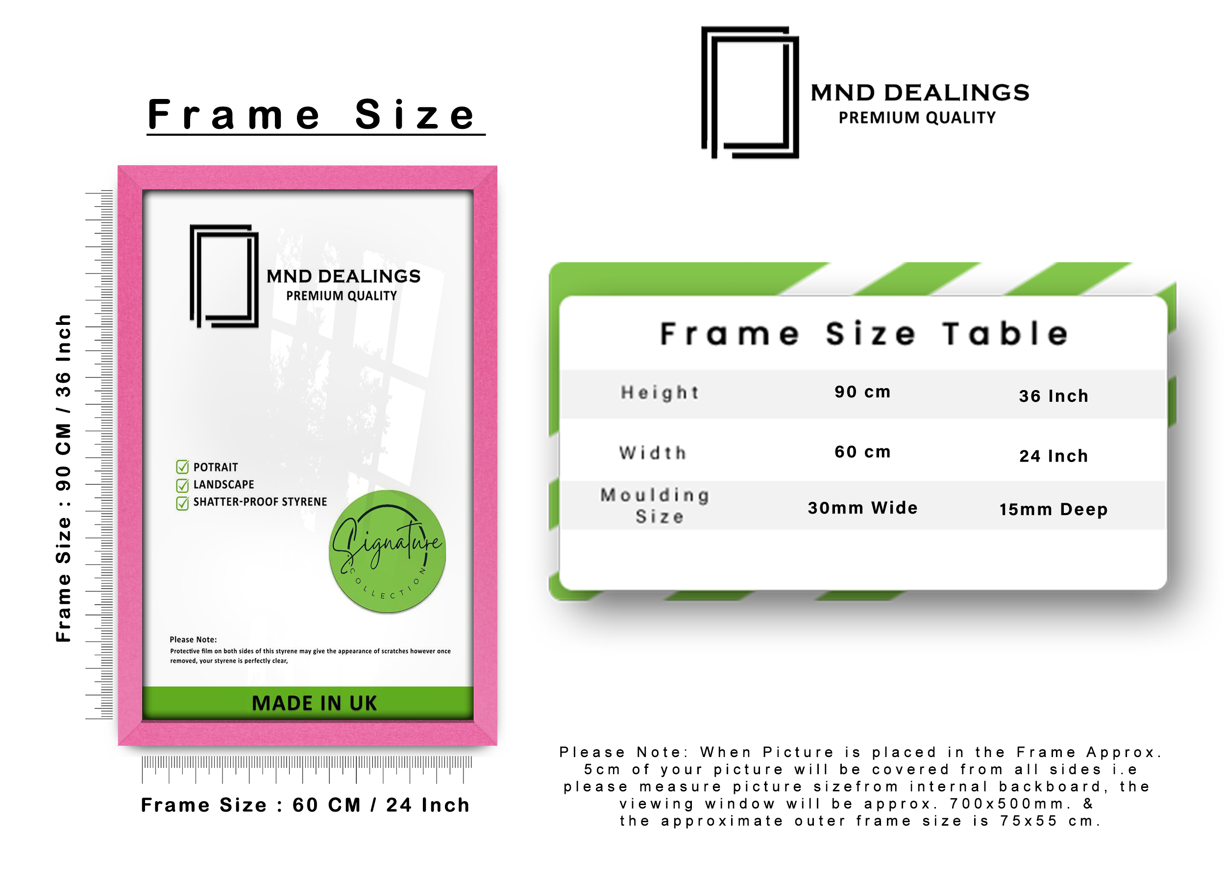 ( 60 x 90 CM ) / 36 x 24 Inch Poster Frames - MDF