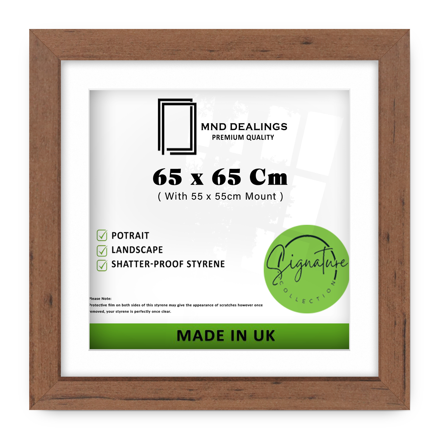 ( 65 x 65 Cm ) / 26 x 26 Inch with 55 x 55 Cm White Mount Display Frame - MDF
