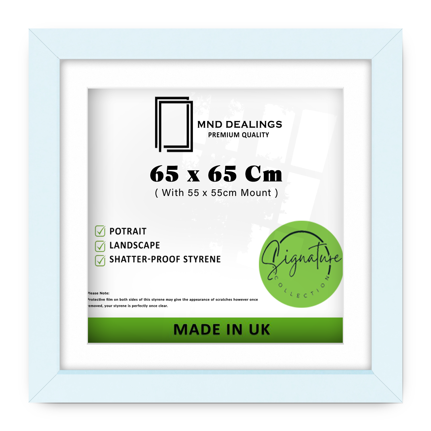 ( 65 x 65 Cm ) / 26 x 26 Inch with 55 x 55 Cm White Mount Display Frame - MDF