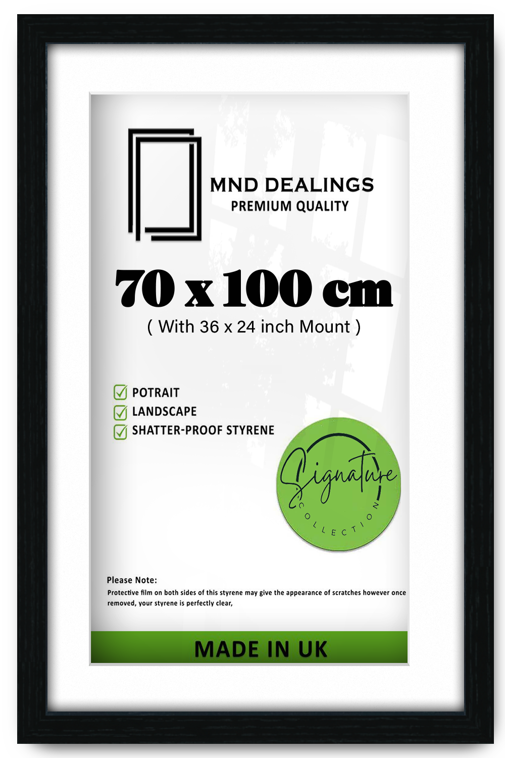 ( 70 x 100 cm ) / 40 x 28 Inch with 91.44 x 60.96 cm White Mount Certificate Frames - MDF