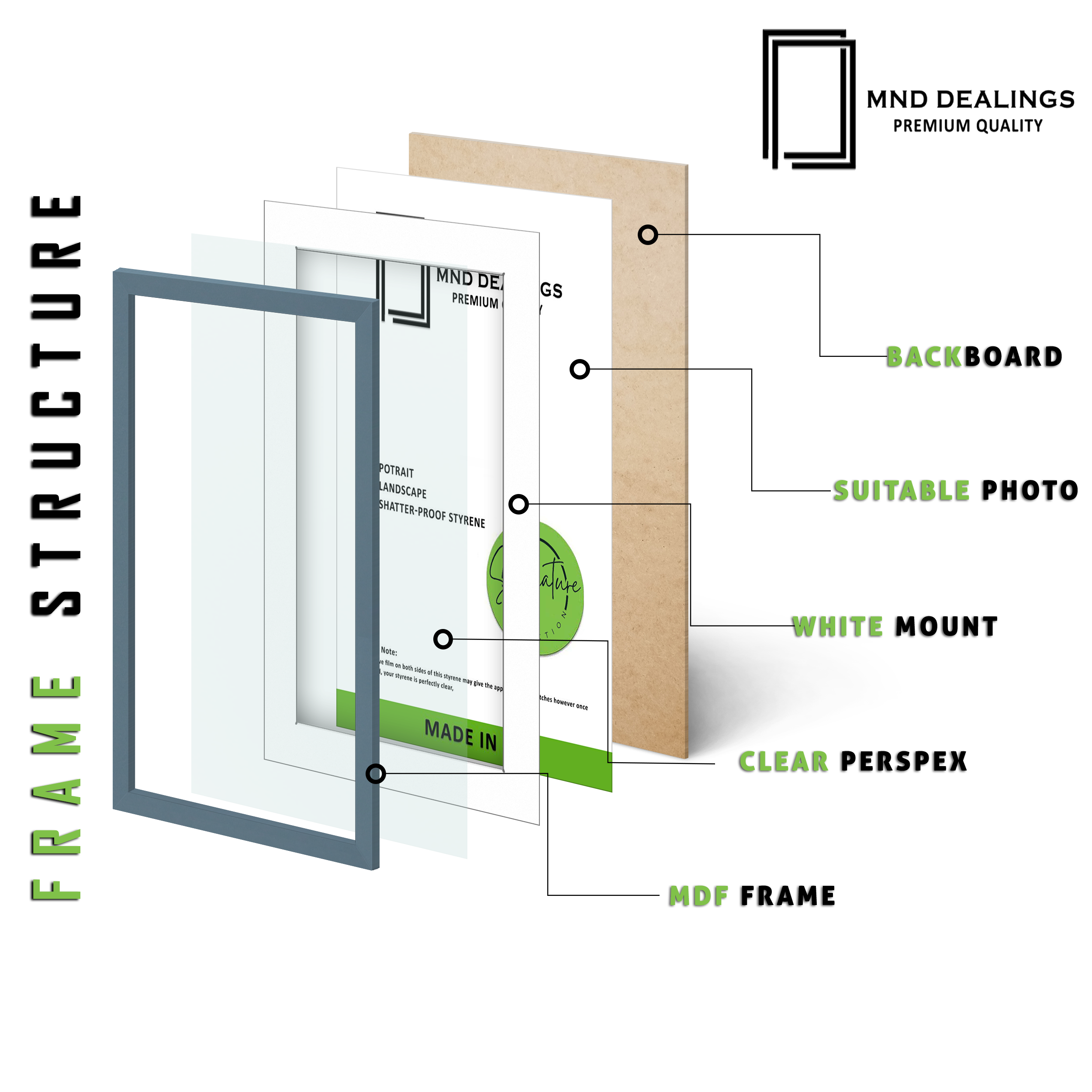 ( 70 x 100 cm ) / 40 x 28 Inch with 91.44 x 60.96 cm White Mount Certificate Frames - MDF