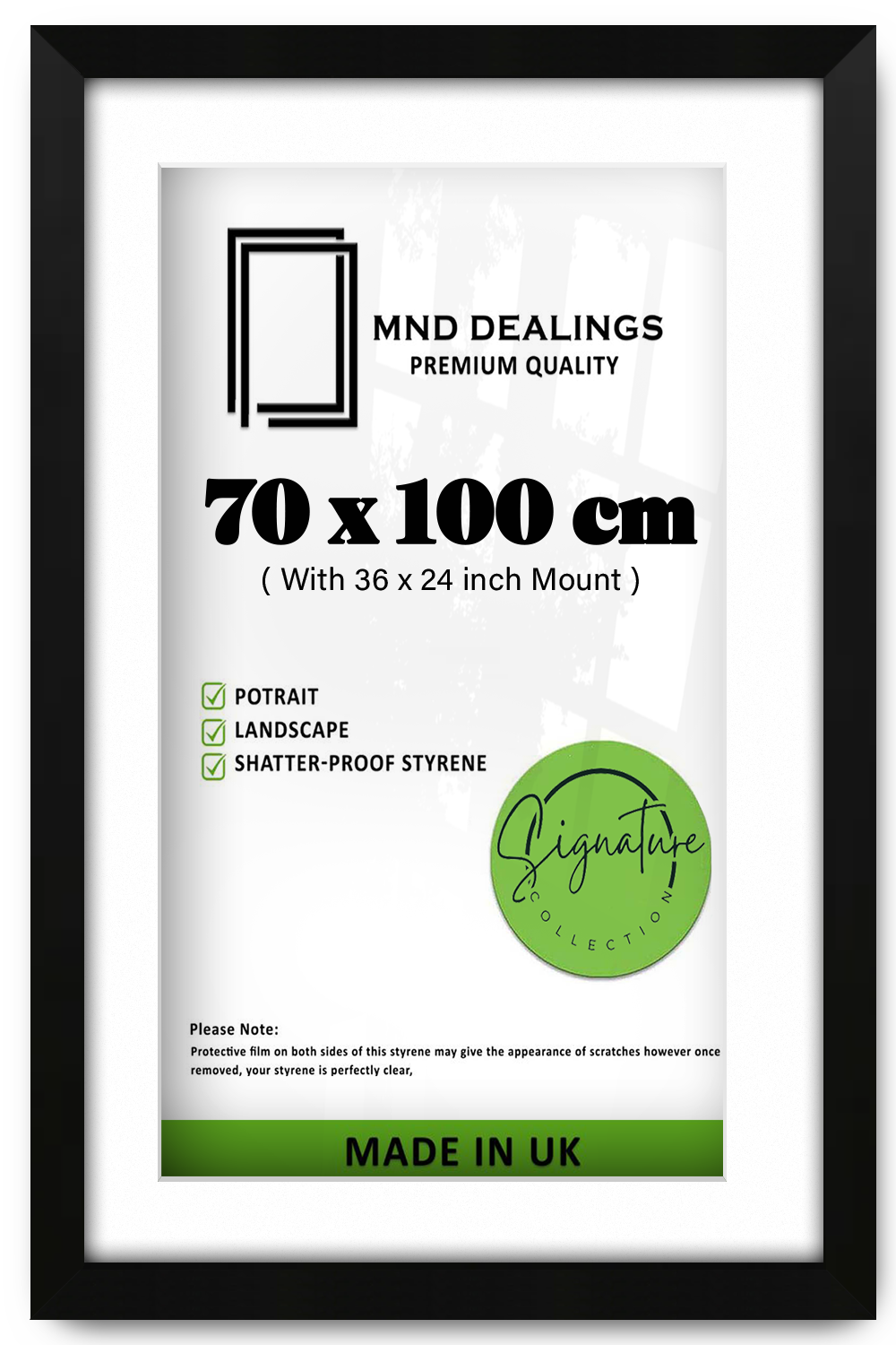 ( 70 x 100 cm ) / 40 x 28 Inch with 91.44 x 60.96 cm White Mount Certificate Frames - MDF