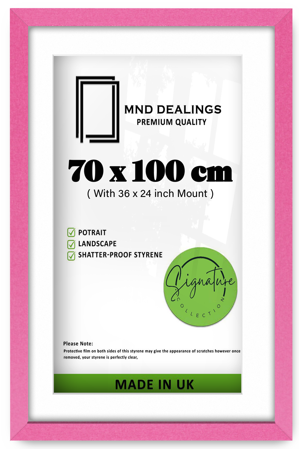 ( 70 x 100 cm ) / 40 x 28 Inch with 91.44 x 60.96 cm White Mount Certificate Frames - MDF