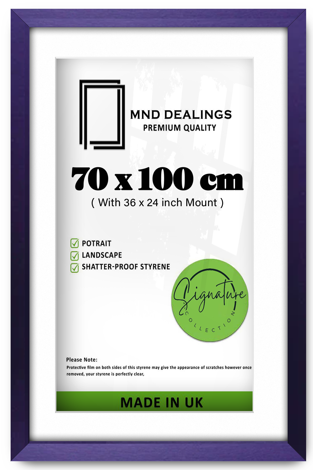 ( 70 x 100 cm ) / 40 x 28 Inch with 91.44 x 60.96 cm White Mount Certificate Frames - MDF
