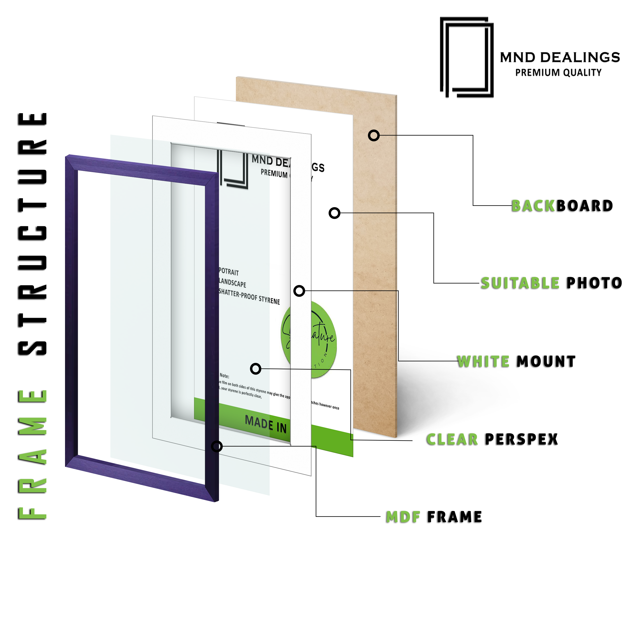 ( 70 x 100 cm ) / 40 x 28 Inch with 91.44 x 60.96 cm White Mount Certificate Frames - MDF