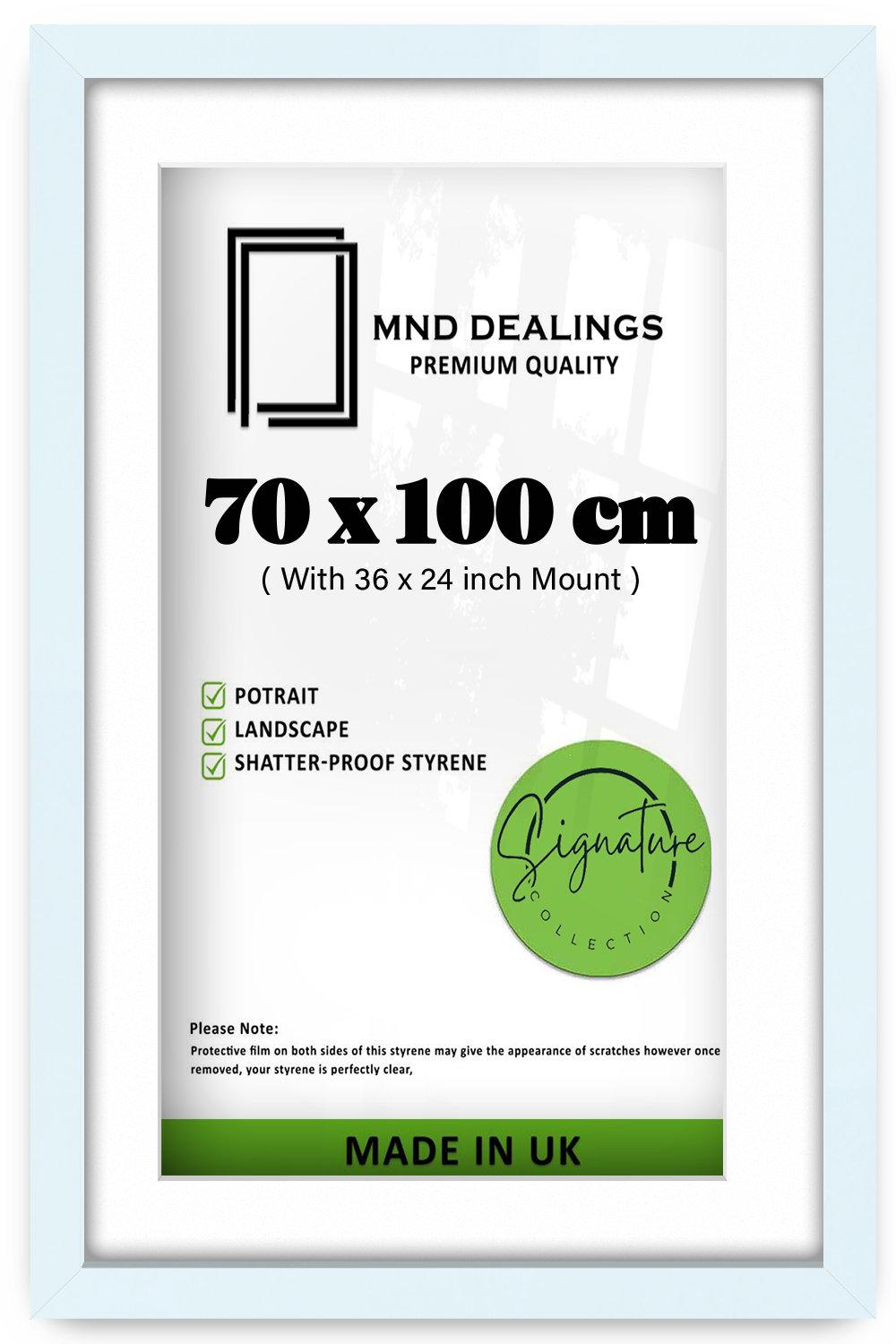 ( 70 x 100 cm ) / 40 x 28 Inch with 91.44 x 60.96 cm White Mount Certificate Frames - MDF